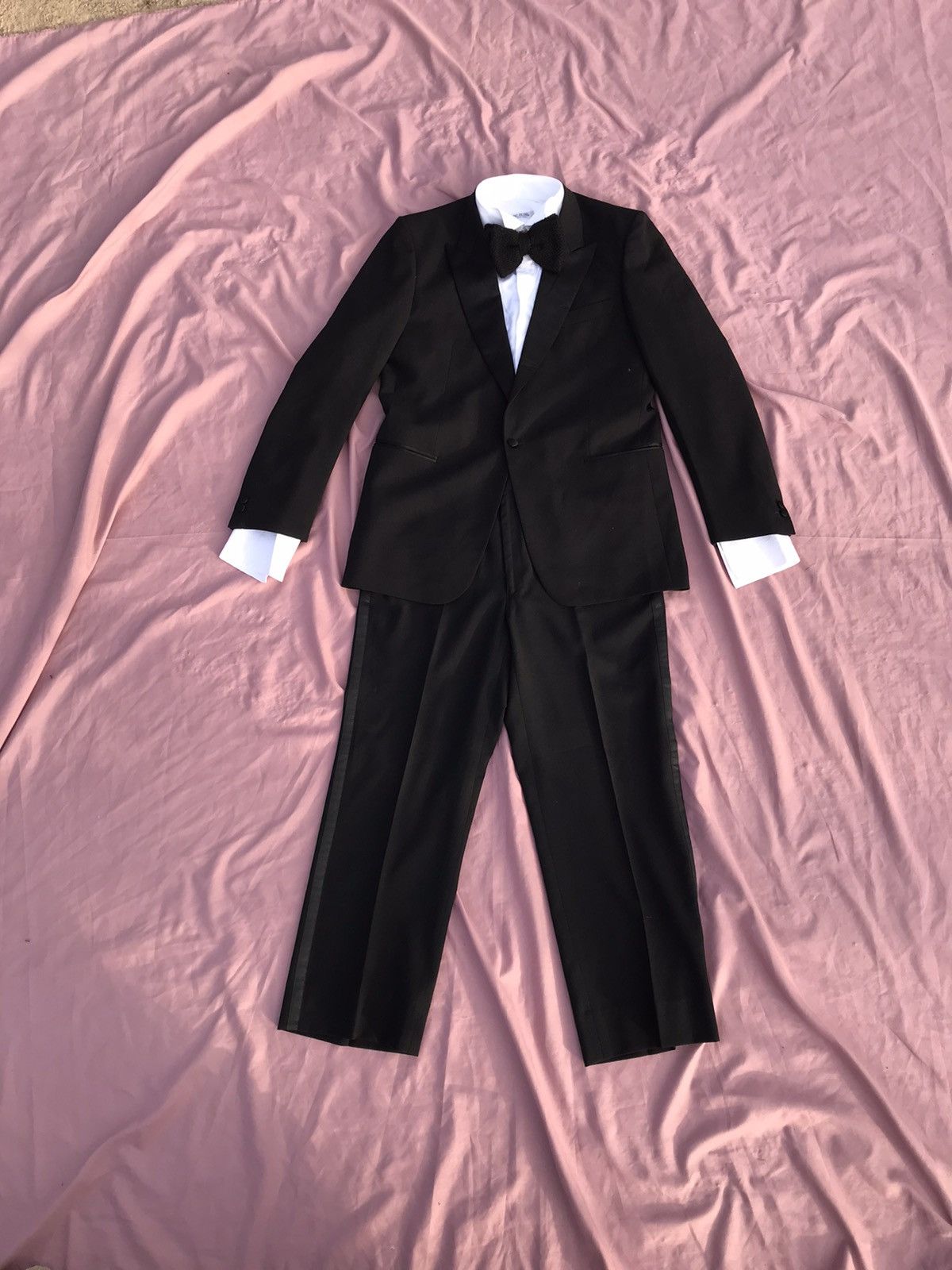 Vintage VINTAGE BLACK PURE WOOL ONE BUTTON TUXEDO DINNER JACKET Size 42R - 3 Thumbnail