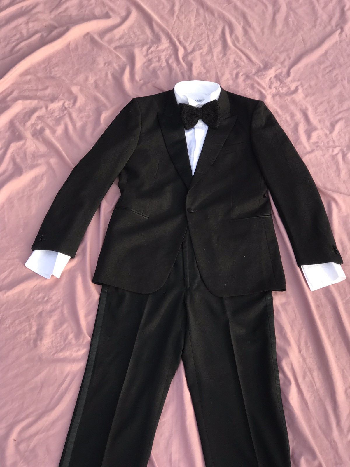 Vintage VINTAGE BLACK PURE WOOL ONE BUTTON TUXEDO DINNER JACKET Size 42R - 1 Thumbnail
