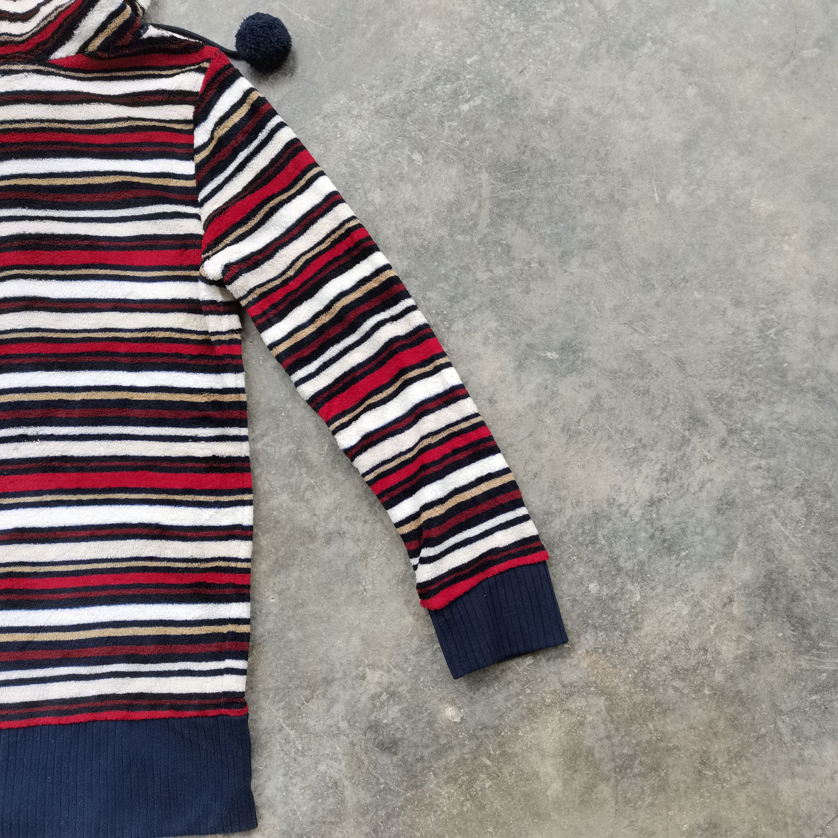 Japanese Brand × Vintage Vintage DYUKAS Stripe Fleece Jacket With Hoodie Size US L / EU 52-54 / 3 - 8 Thumbnail