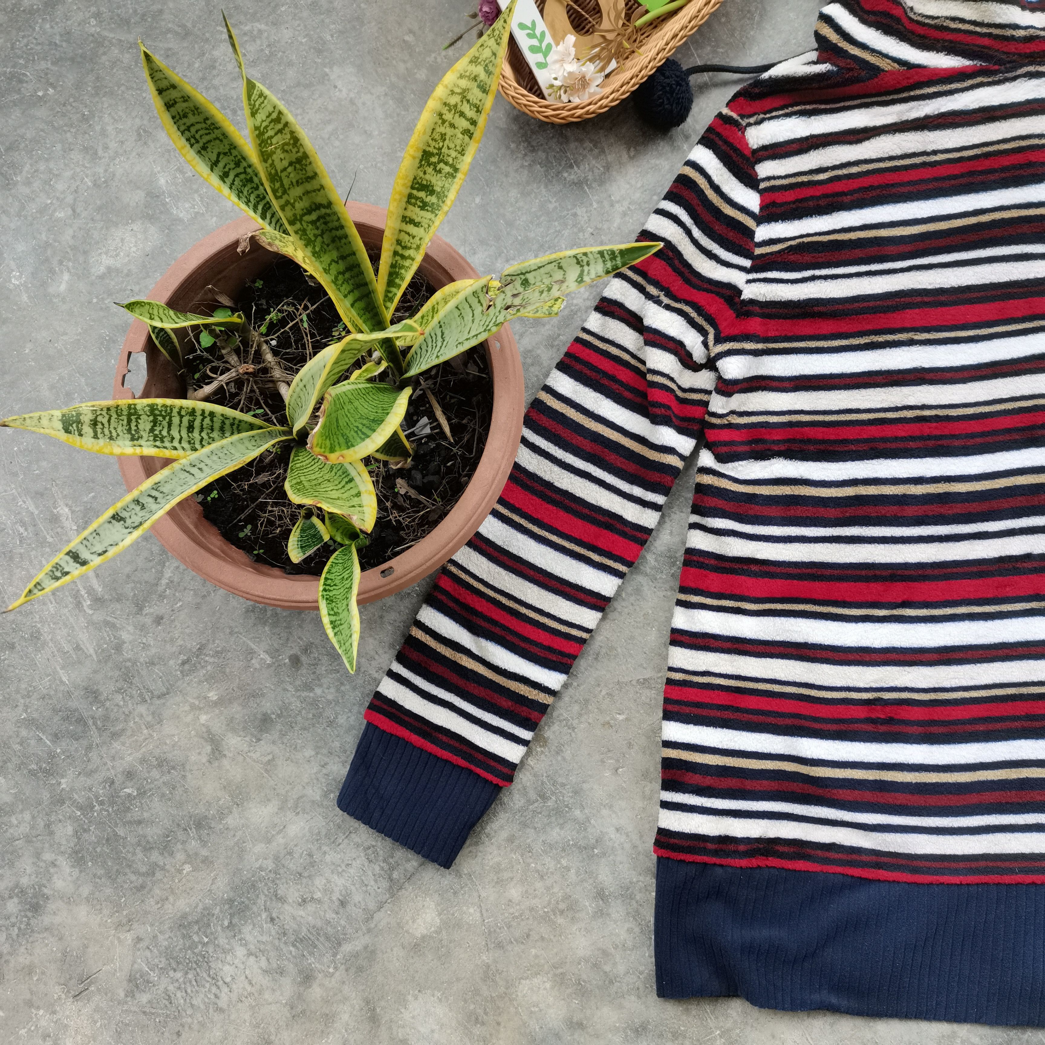 Japanese Brand × Vintage Vintage DYUKAS Stripe Fleece Jacket With Hoodie Size US L / EU 52-54 / 3 - 7 Thumbnail