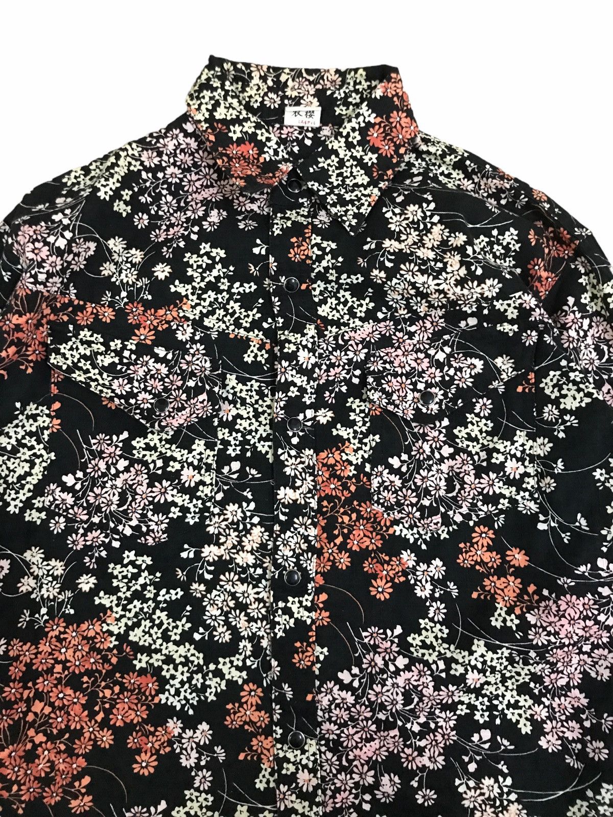 Japanese Brand Japanese Brand Snap Button Black Multicolour Sakura Shirts Size US S / EU 44-46 / 1 - 5 Thumbnail