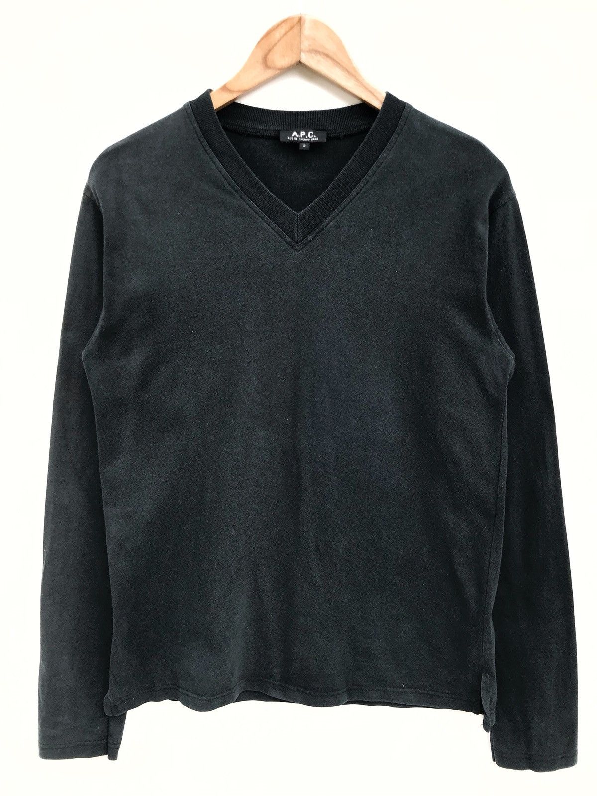 A.P.C. A.P.C Black V Neck Plain Made In France LS Shirts | Grailed