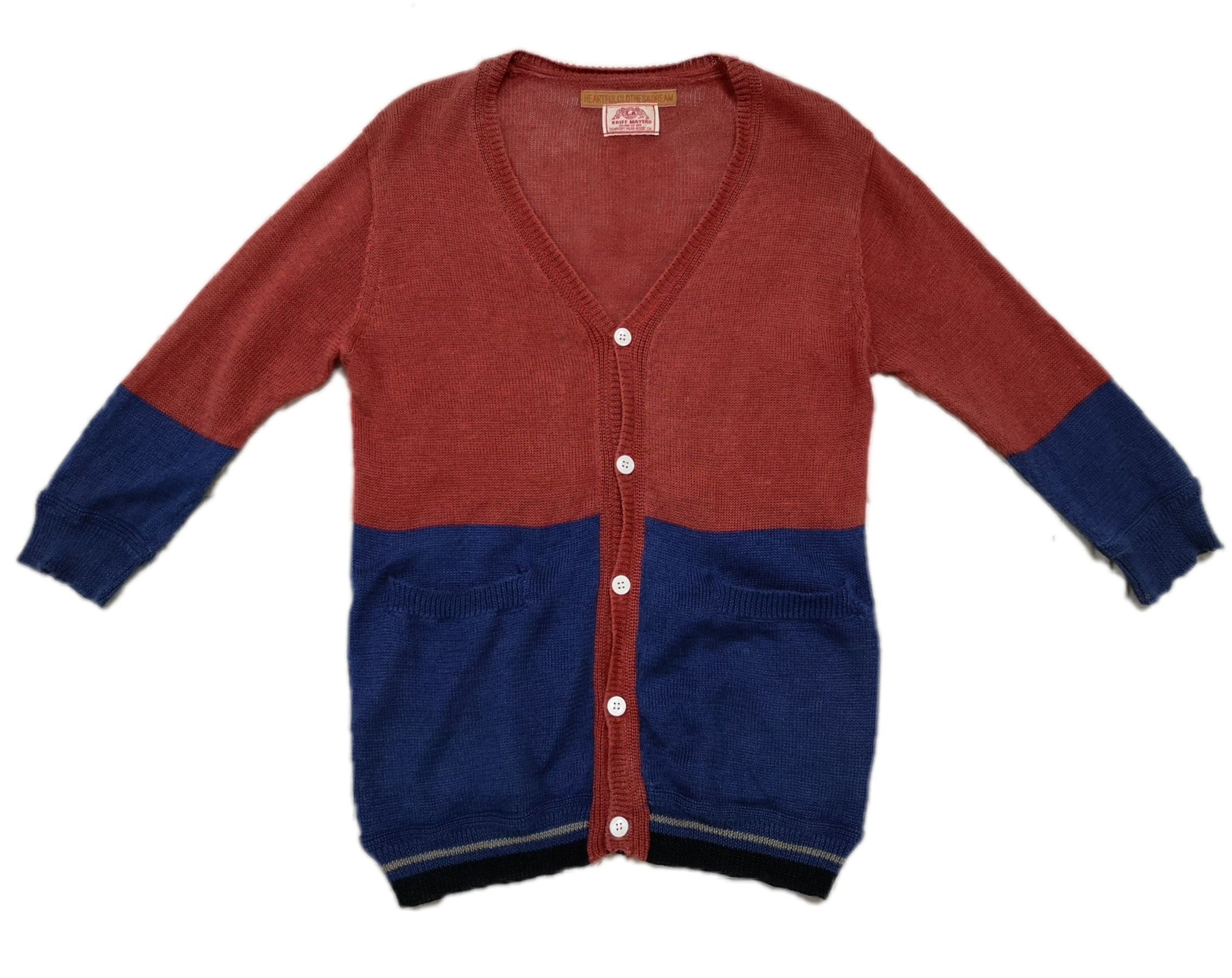 image of Kriff Mayer Knitwear Button Up Double Pocket in Maroon/Blue, Men's (Size Medium)