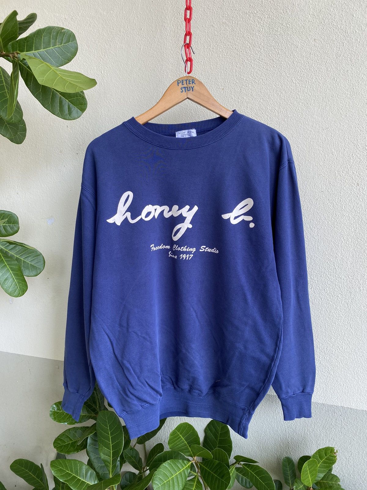 image of Vintage Billie Jean Hony B. Sweater in Dark Blue, Men's (Size Medium)