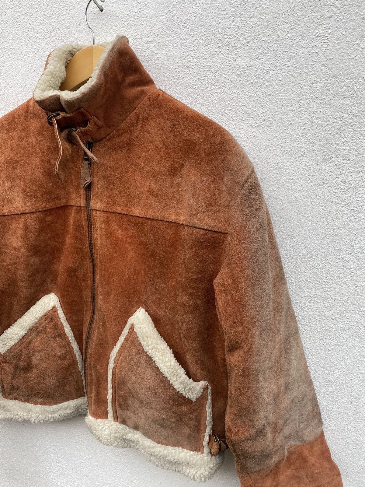 Vintage Vintage designer leather sherpa jacket Size US L / EU 52-54 / 3 - 3 Thumbnail