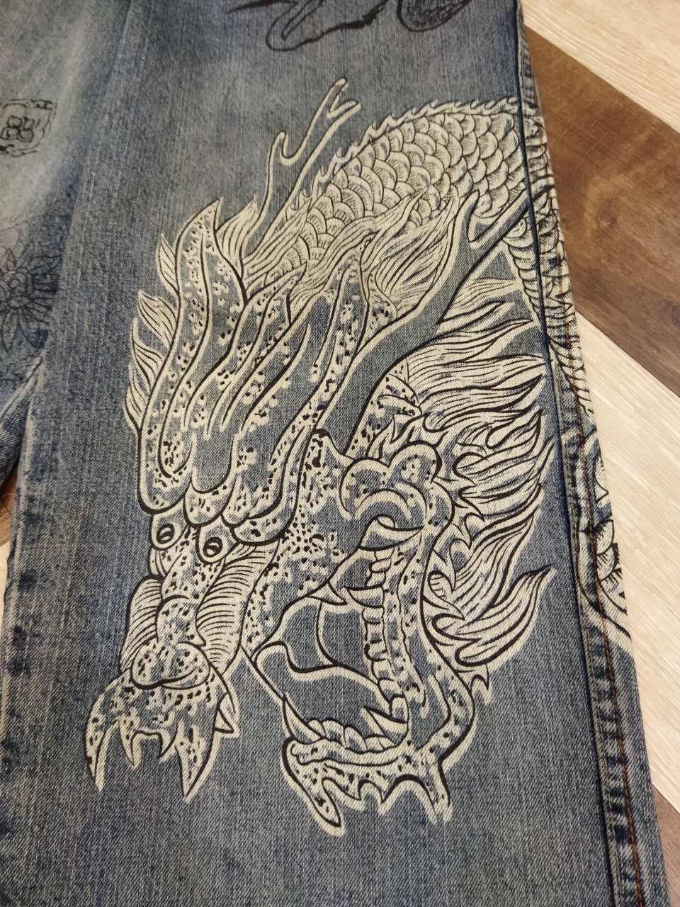 Vintage Sean John Sukajan Dragon Painted Baggy Jeans