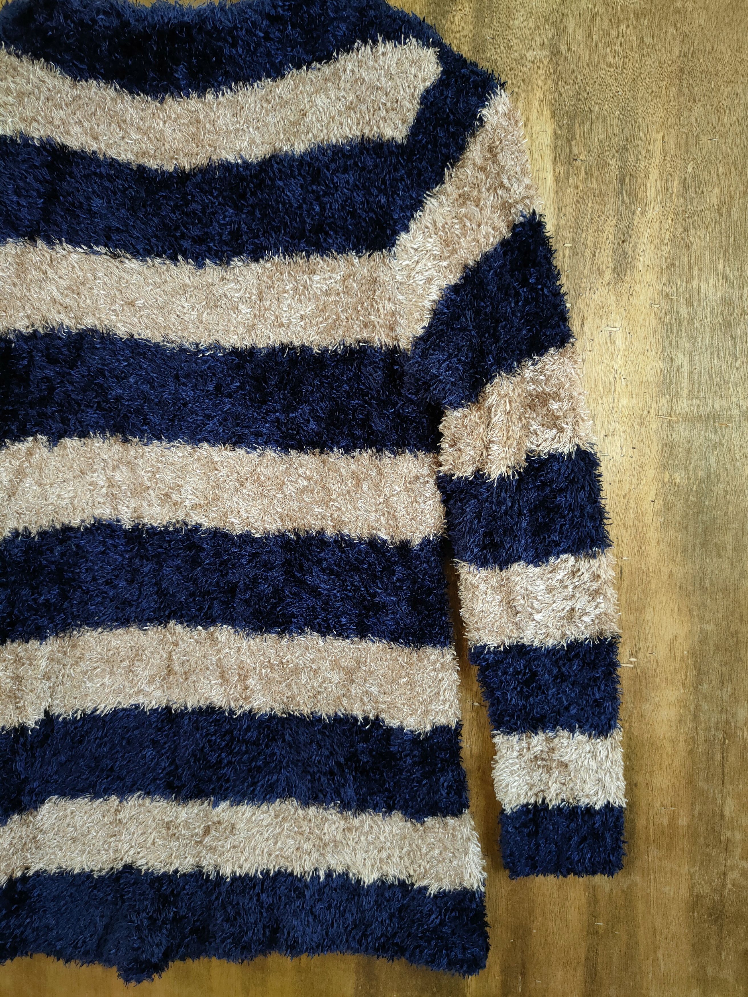 Homespun Knitwear D Persodea stripe soft fur shag shaggy knitwear #46-919 Size M / US 6-8 / IT 42-44 - 10 Thumbnail