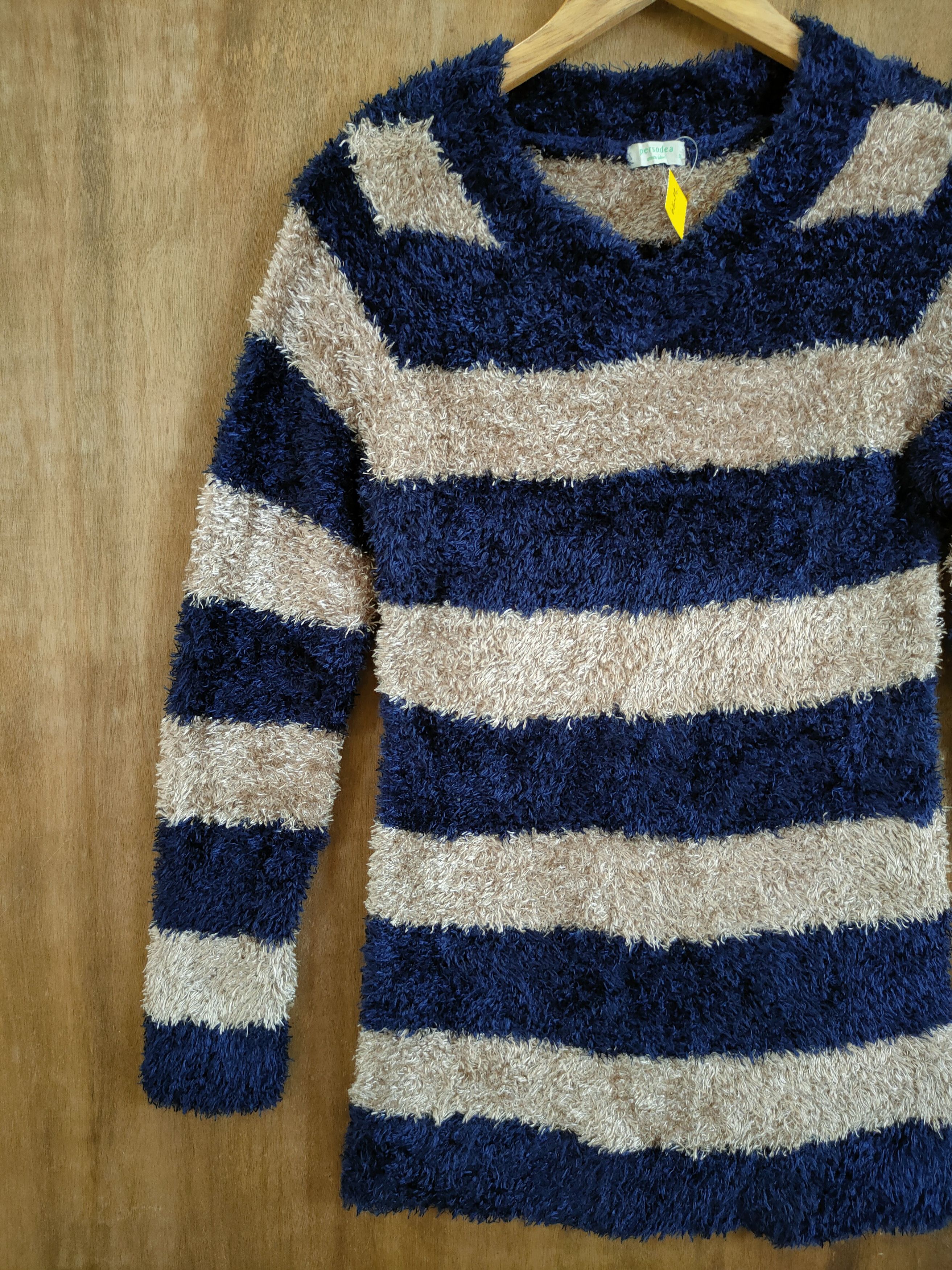 Homespun Knitwear D Persodea stripe soft fur shag shaggy knitwear #46-919 Size M / US 6-8 / IT 42-44 - 2 Thumbnail