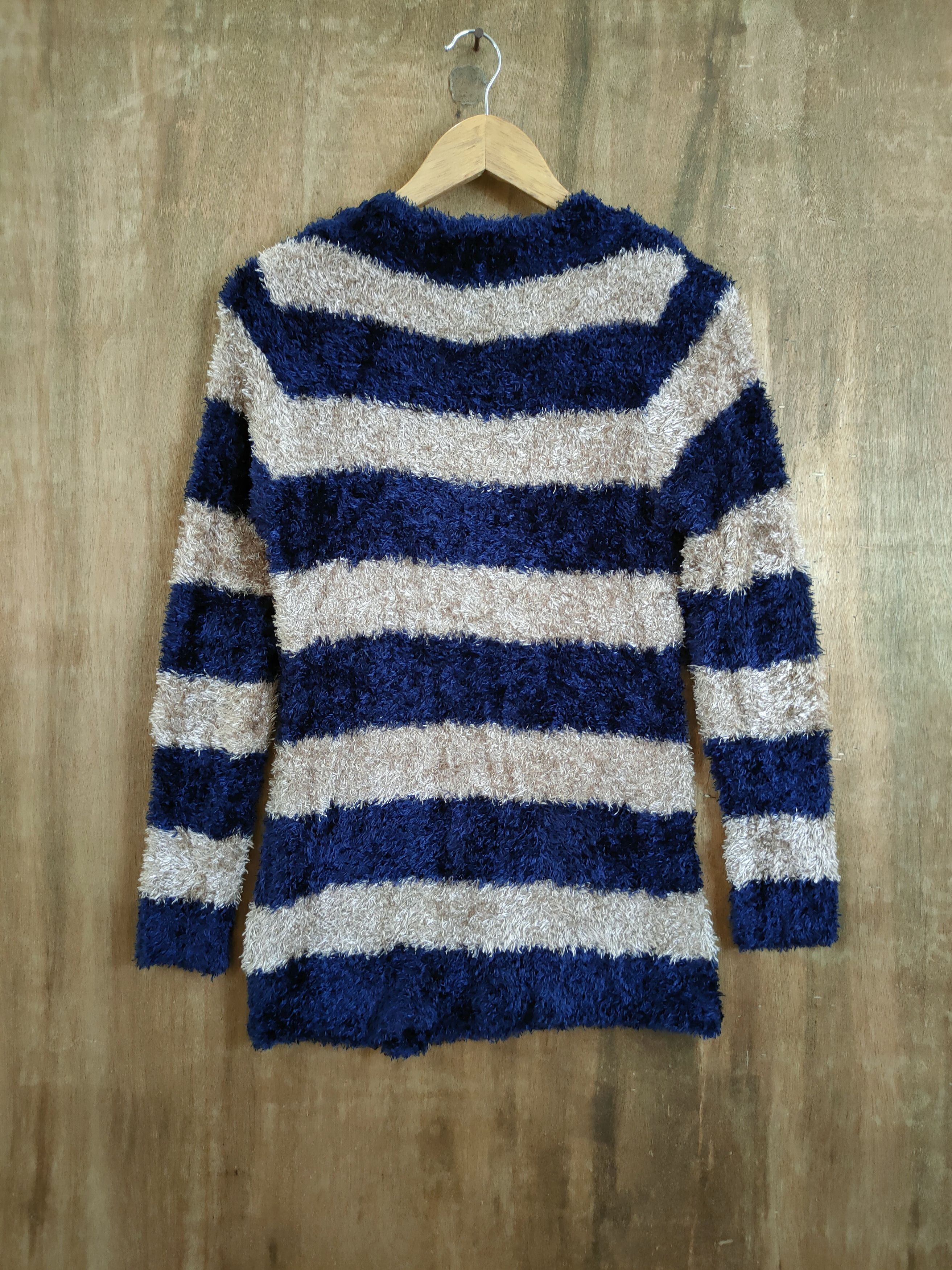 Homespun Knitwear D Persodea stripe soft fur shag shaggy knitwear #46-919 Size M / US 6-8 / IT 42-44 - 8 Thumbnail