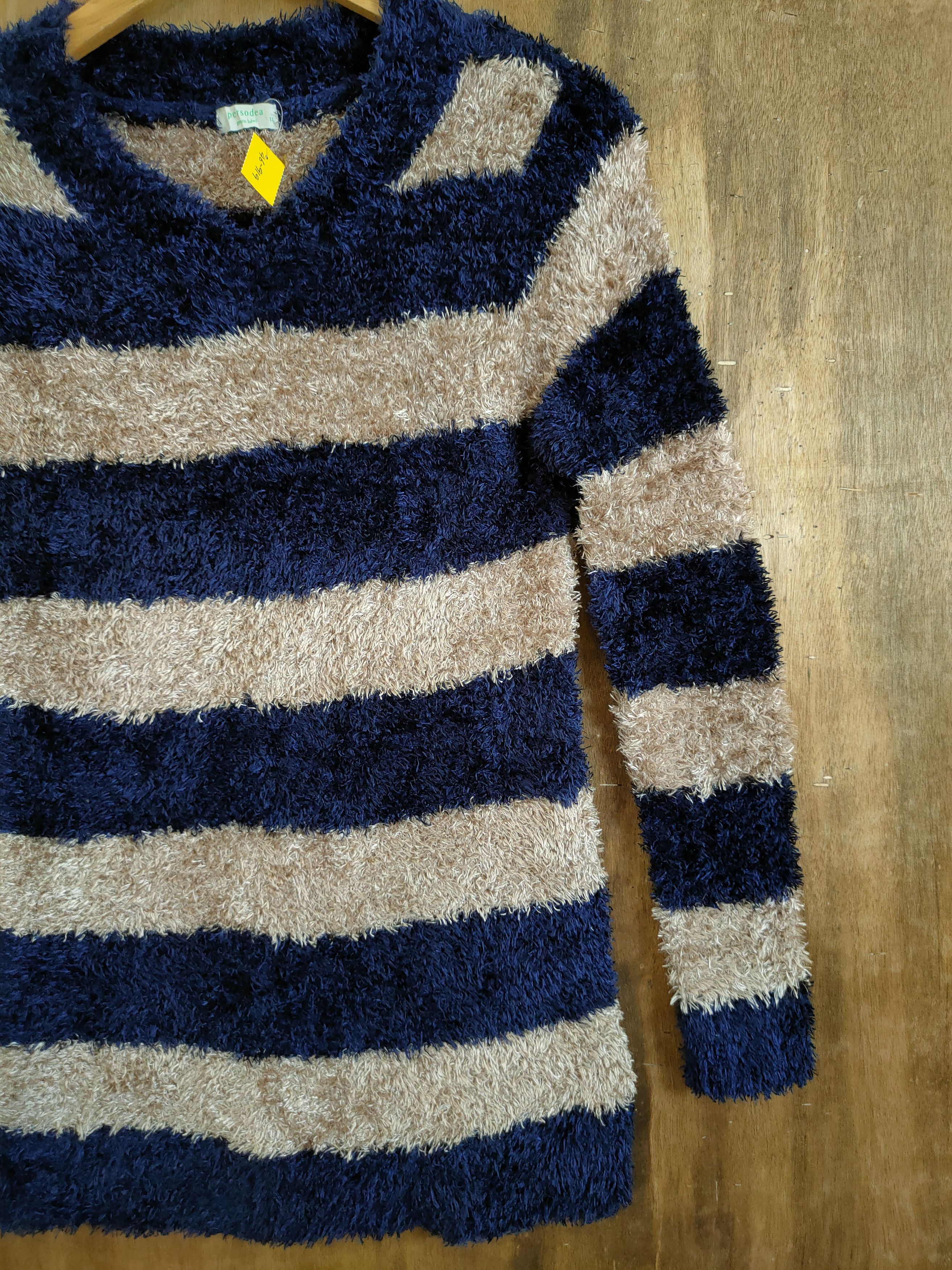 Homespun Knitwear D Persodea stripe soft fur shag shaggy knitwear #46-919 Size M / US 6-8 / IT 42-44 - 3 Thumbnail