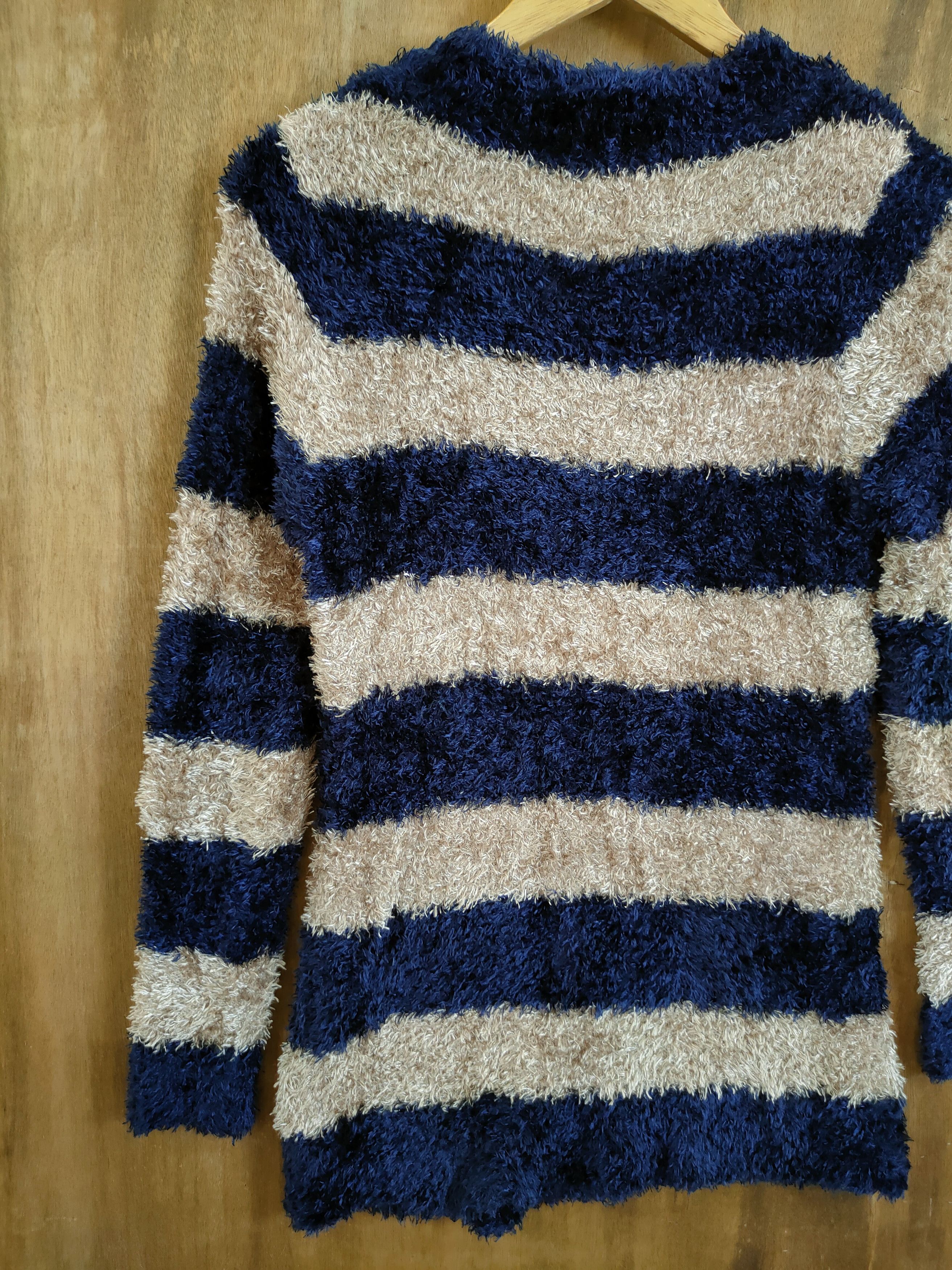 Homespun Knitwear D Persodea stripe soft fur shag shaggy knitwear #46-919 Size M / US 6-8 / IT 42-44 - 9 Thumbnail