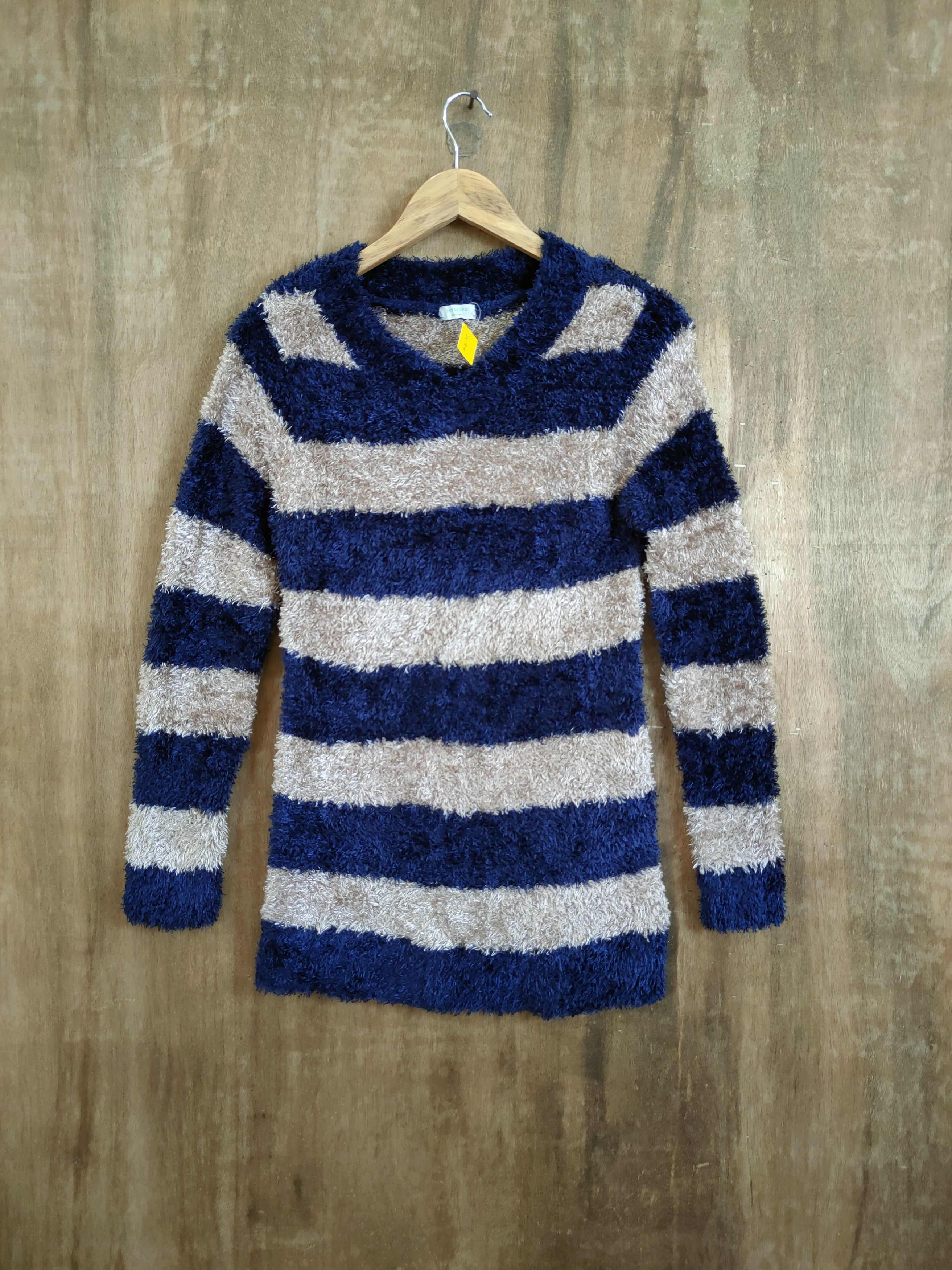 Homespun Knitwear D Persodea stripe soft fur shag shaggy knitwear #46-919 Size M / US 6-8 / IT 42-44 - 1 Thumbnail