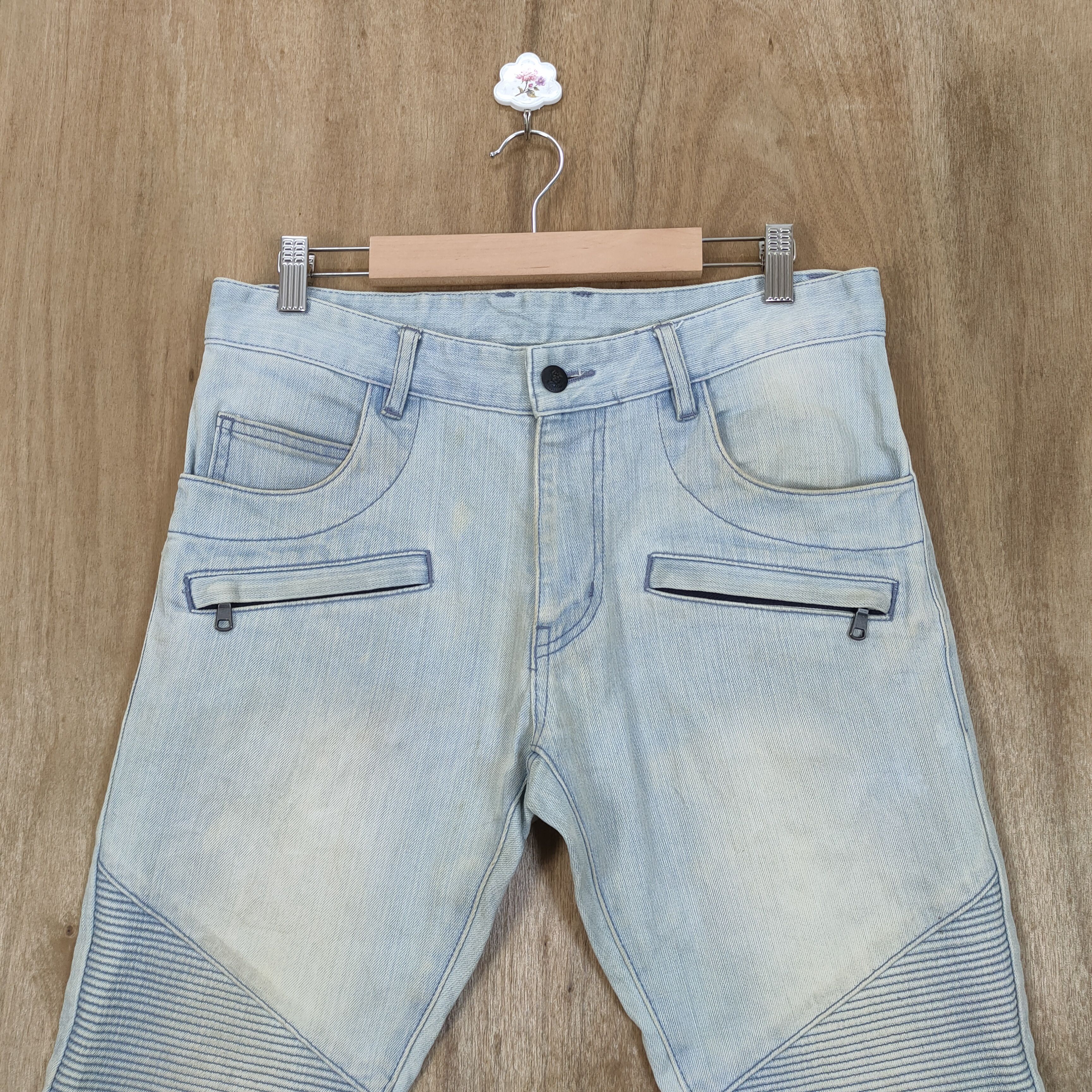 Japanese Brand × Vintage CUSTOM CULTURE BIKER DOUBLE KNEE BLUE JEANS PANTS Size US 32 / EU 48 - 2 Thumbnail