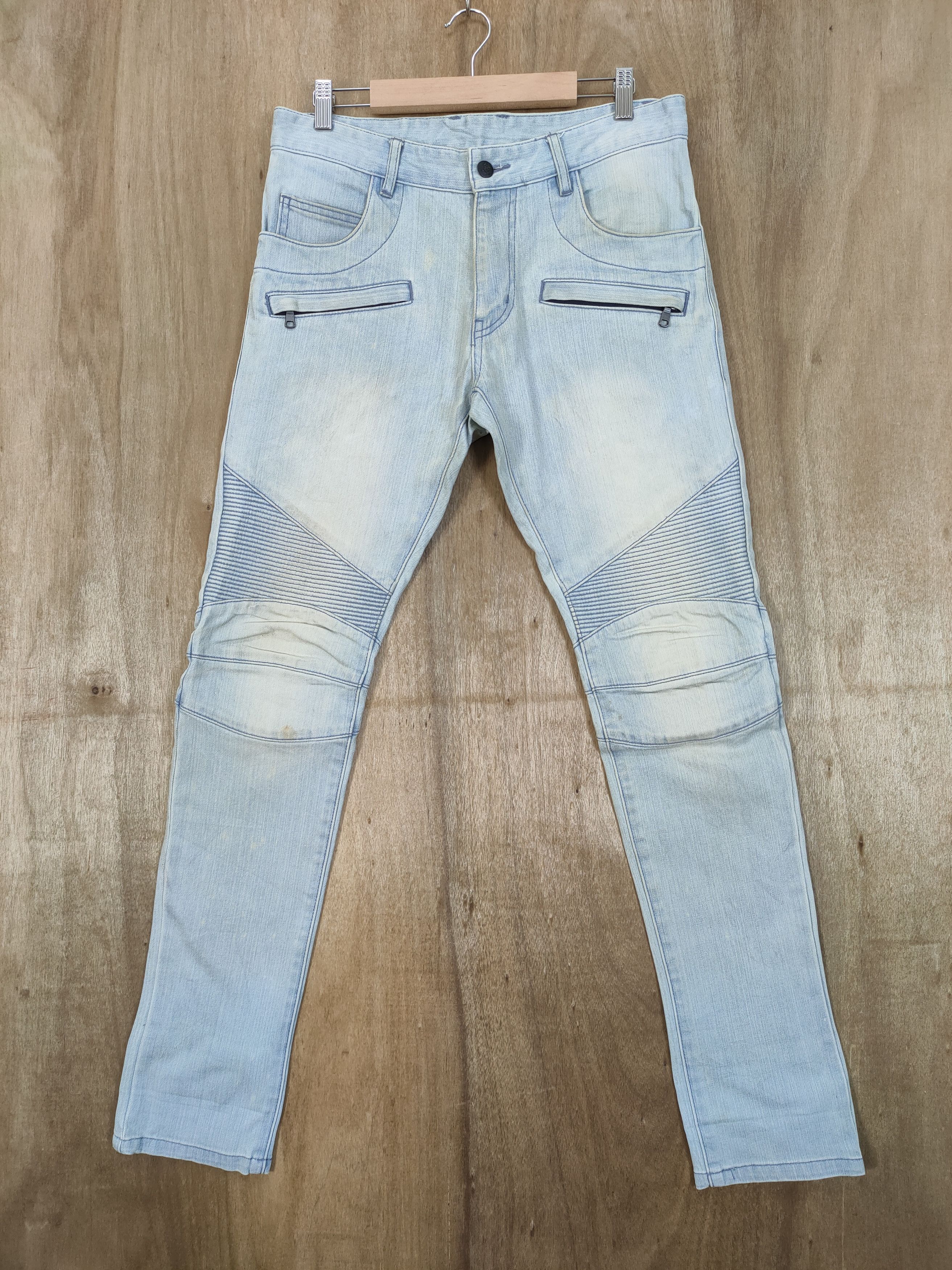 Japanese Brand × Vintage CUSTOM CULTURE BIKER DOUBLE KNEE BLUE JEANS PANTS Size US 32 / EU 48 - 1 Thumbnail