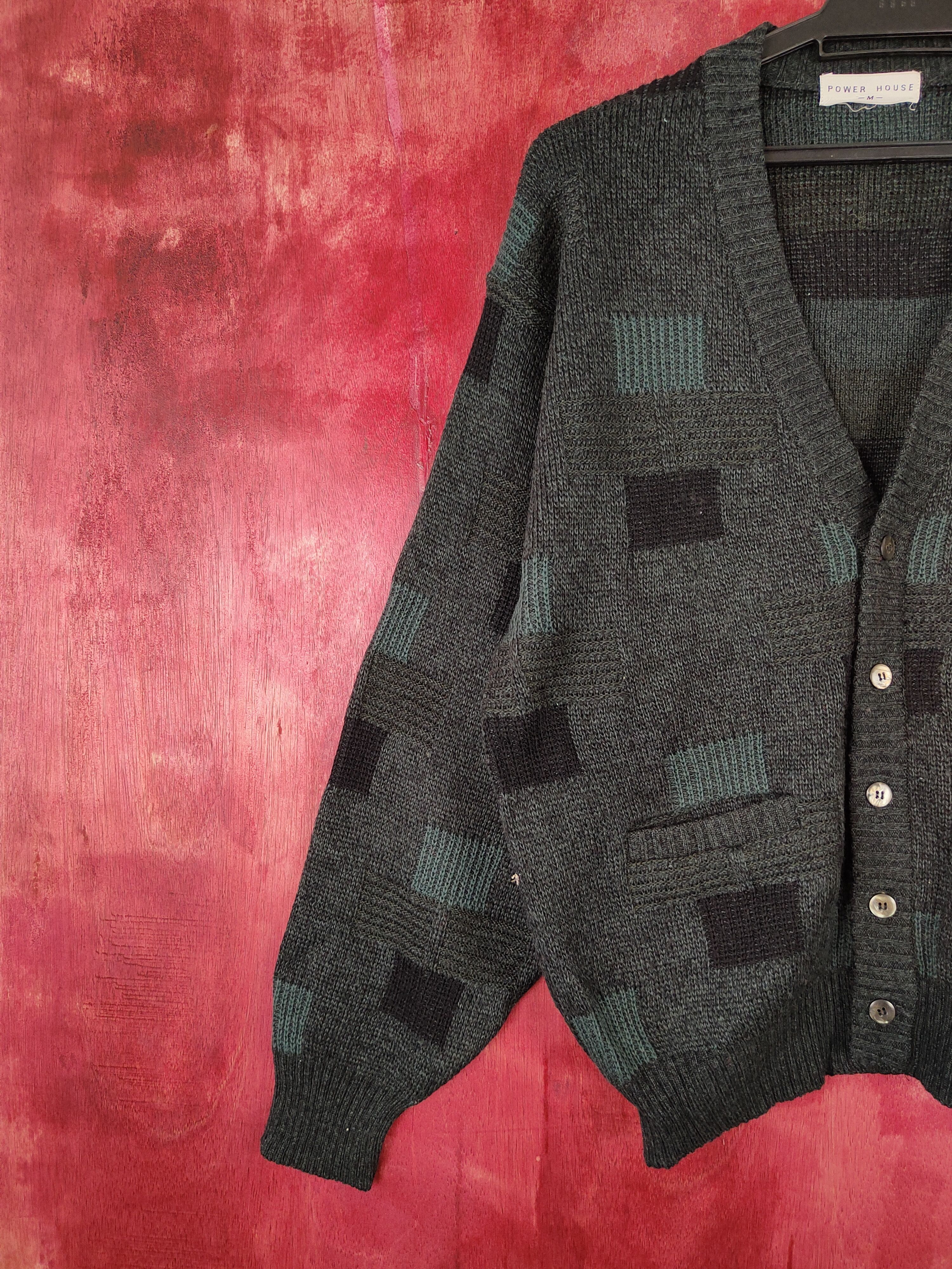 Japanese Brand DL Power House Dark Green Knitwear cardigan #5233 Size US M / EU 48-50 / 2 - 5 Thumbnail