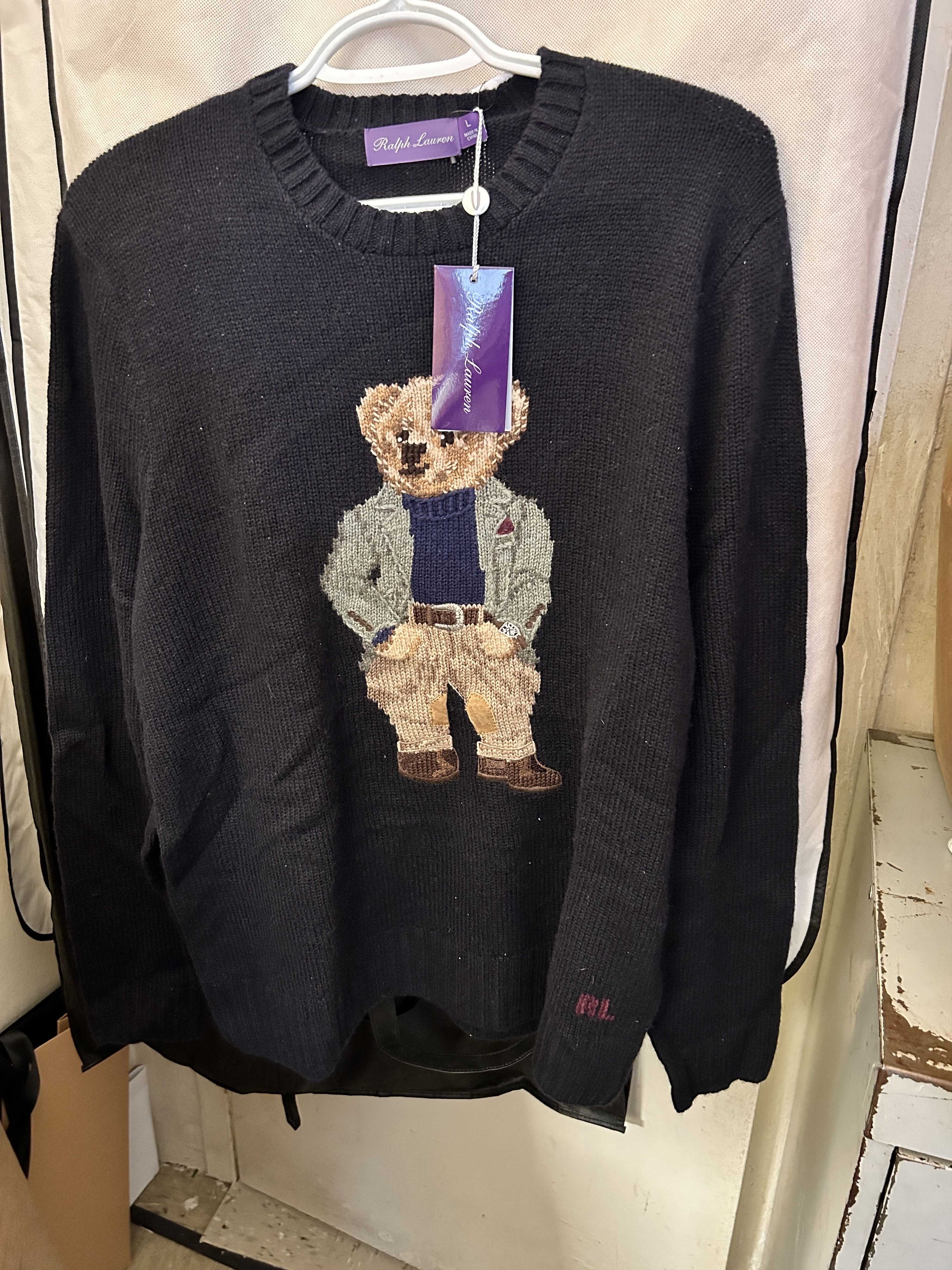 Ralph Lauren Purple Label Polo Bear Cashmere Sweater Navy