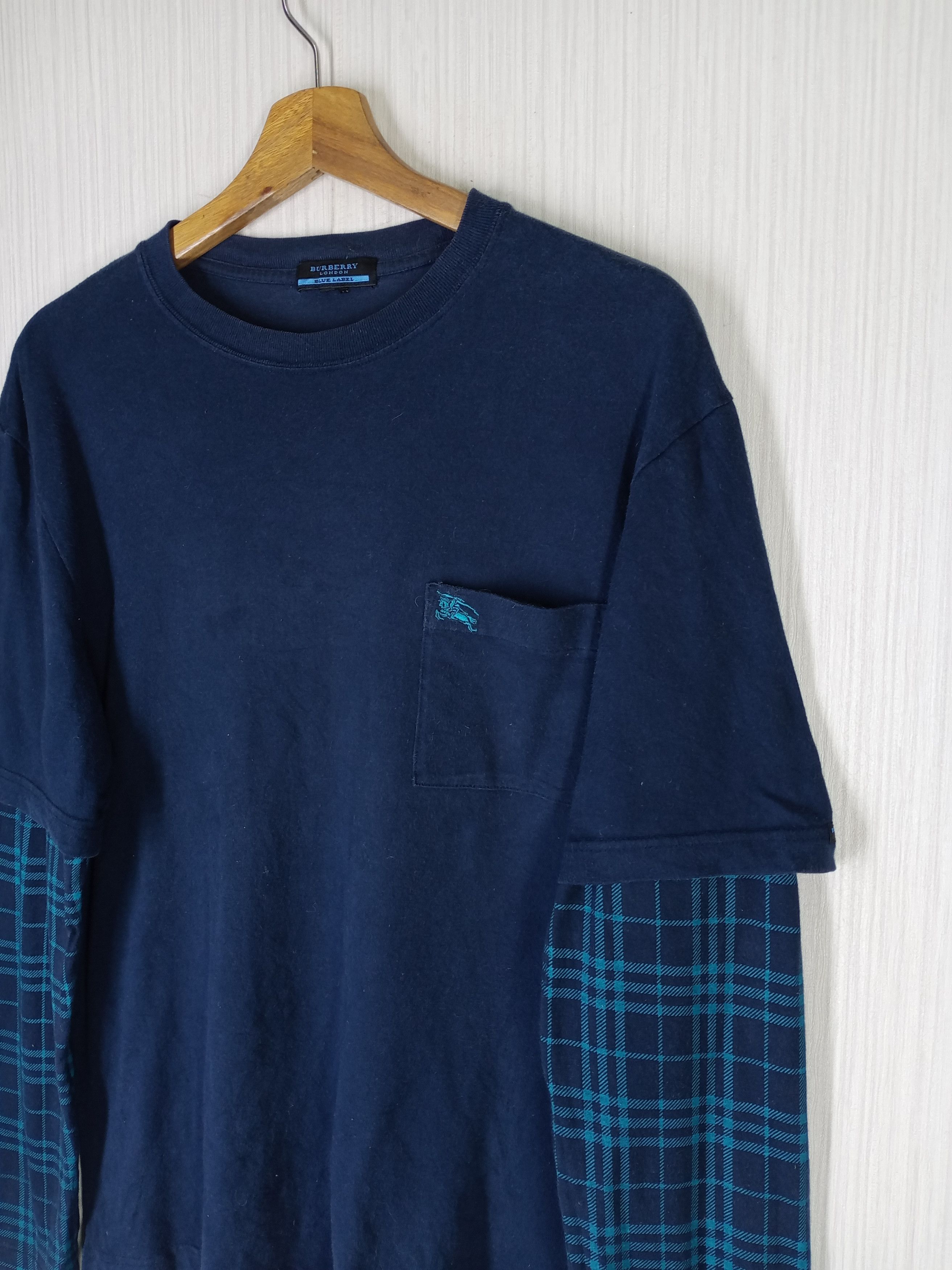 Burberry Vintage Burberry London Blue Label Nova Check Tee Size US L / EU 52-54 / 3 - 3 Thumbnail
