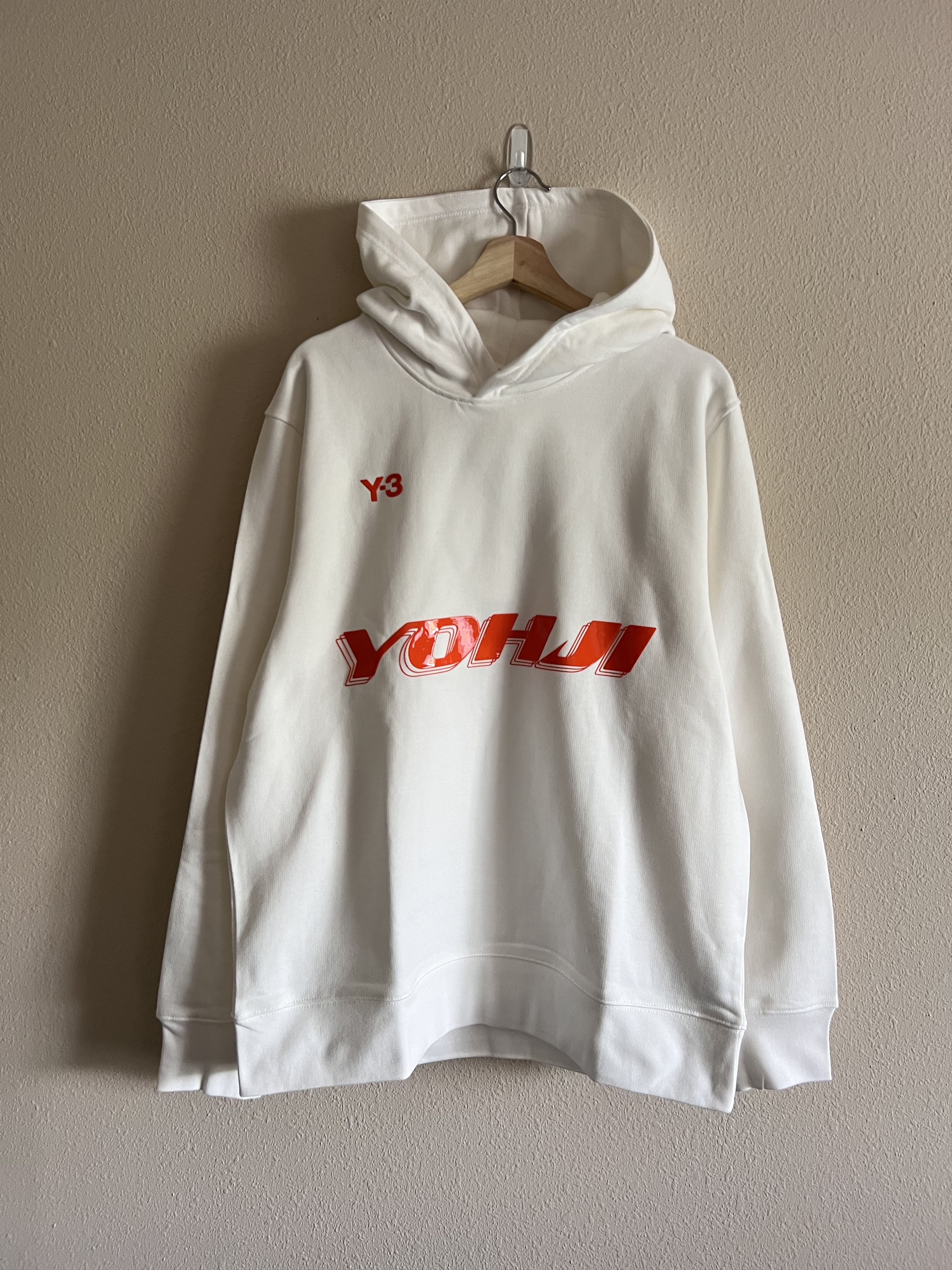 Adidas Y-3 Adidas Yohji Graphic Logo Hoodie in White Orange Size US L / EU 52-54 / 3 - 1 Thumbnail