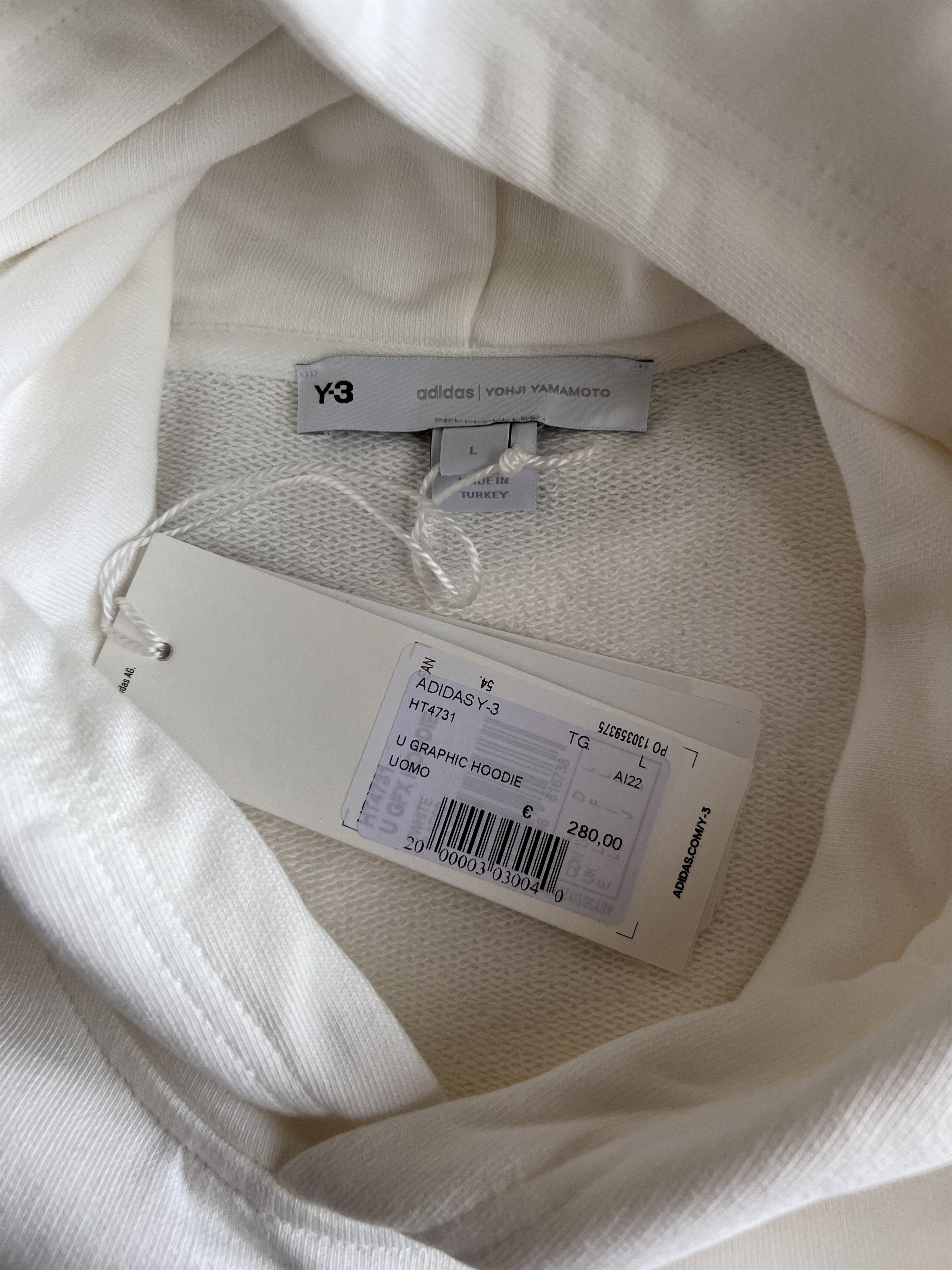 Adidas Y-3 Adidas Yohji Graphic Logo Hoodie in White Orange Size US L / EU 52-54 / 3 - 7 Thumbnail