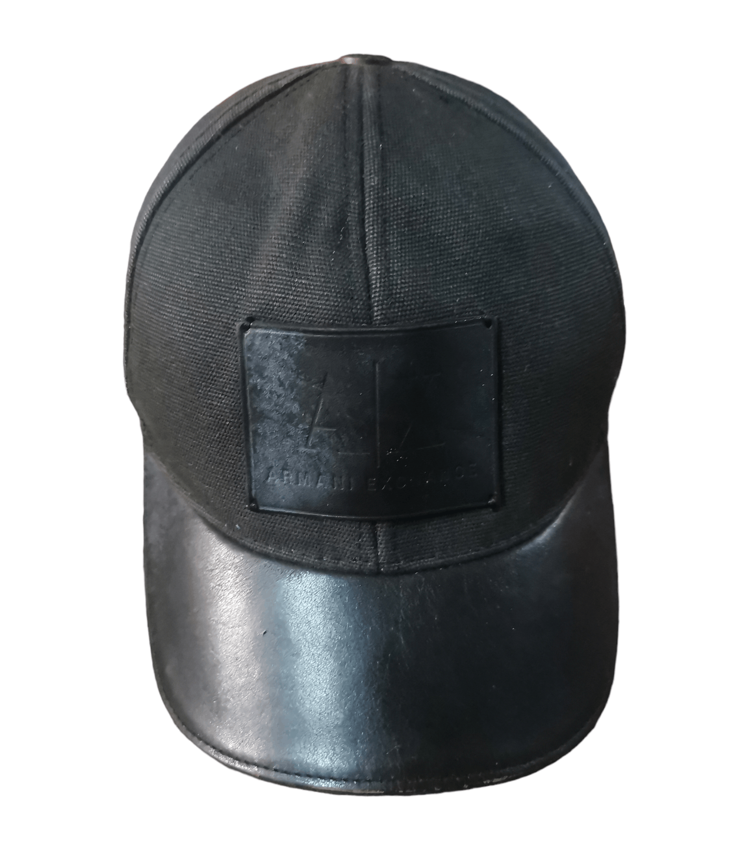 Designer Armani Exchange Black Hats With Leather Patches Size ONE SIZE - 1 Thumbnail
