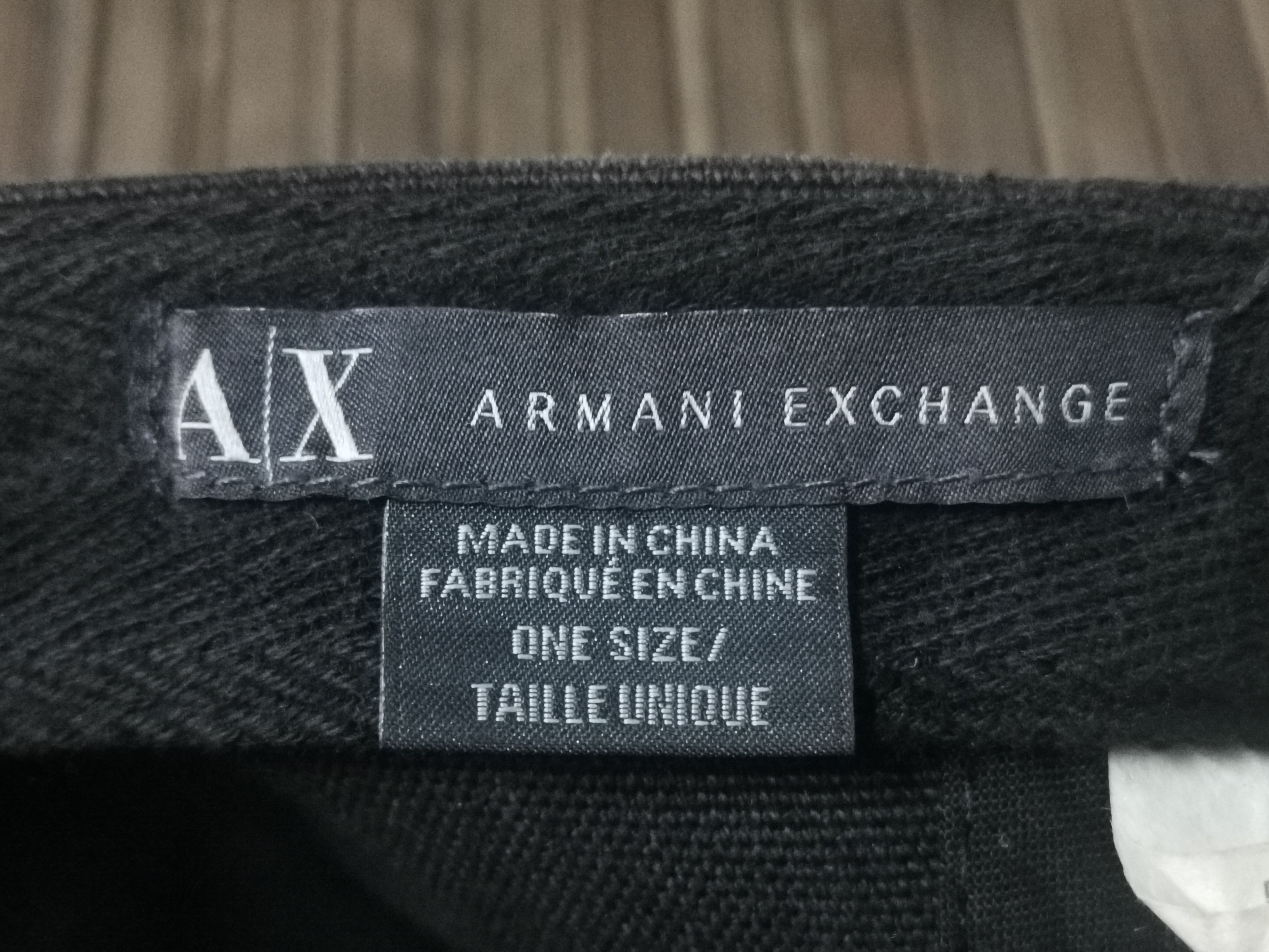 Designer Armani Exchange Black Hats With Leather Patches Size ONE SIZE - 9 Thumbnail