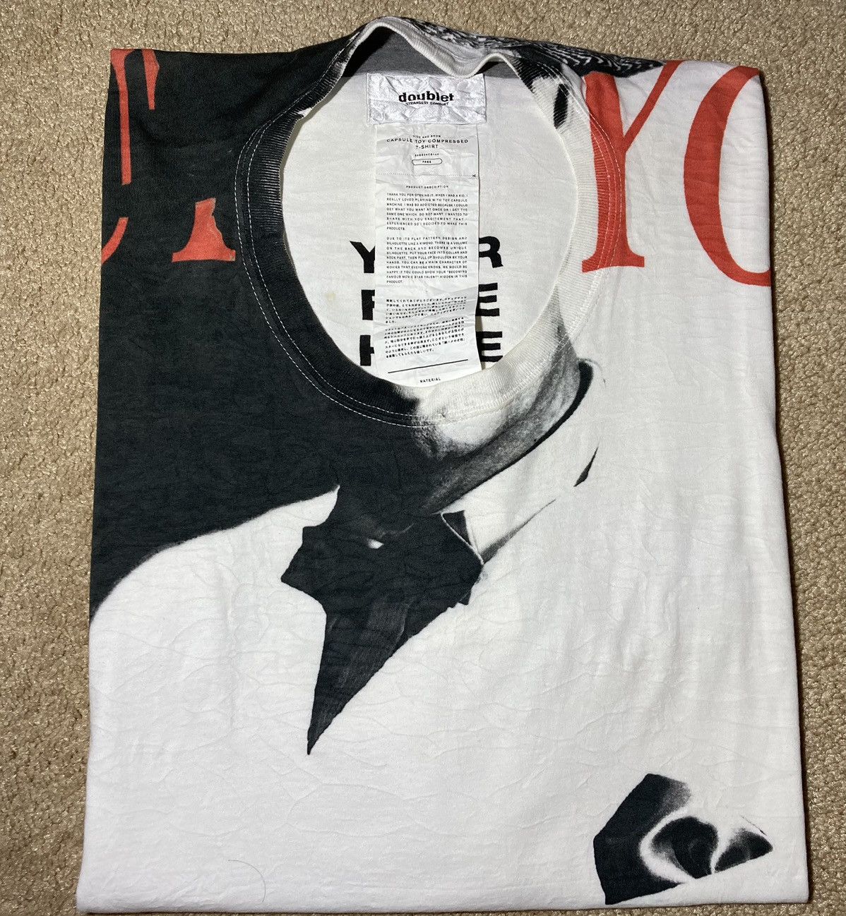 image of Ss20 Doublet Scarface Al Pacino Poster Your Face Here Shirt in Black White, Men's (Size XL)