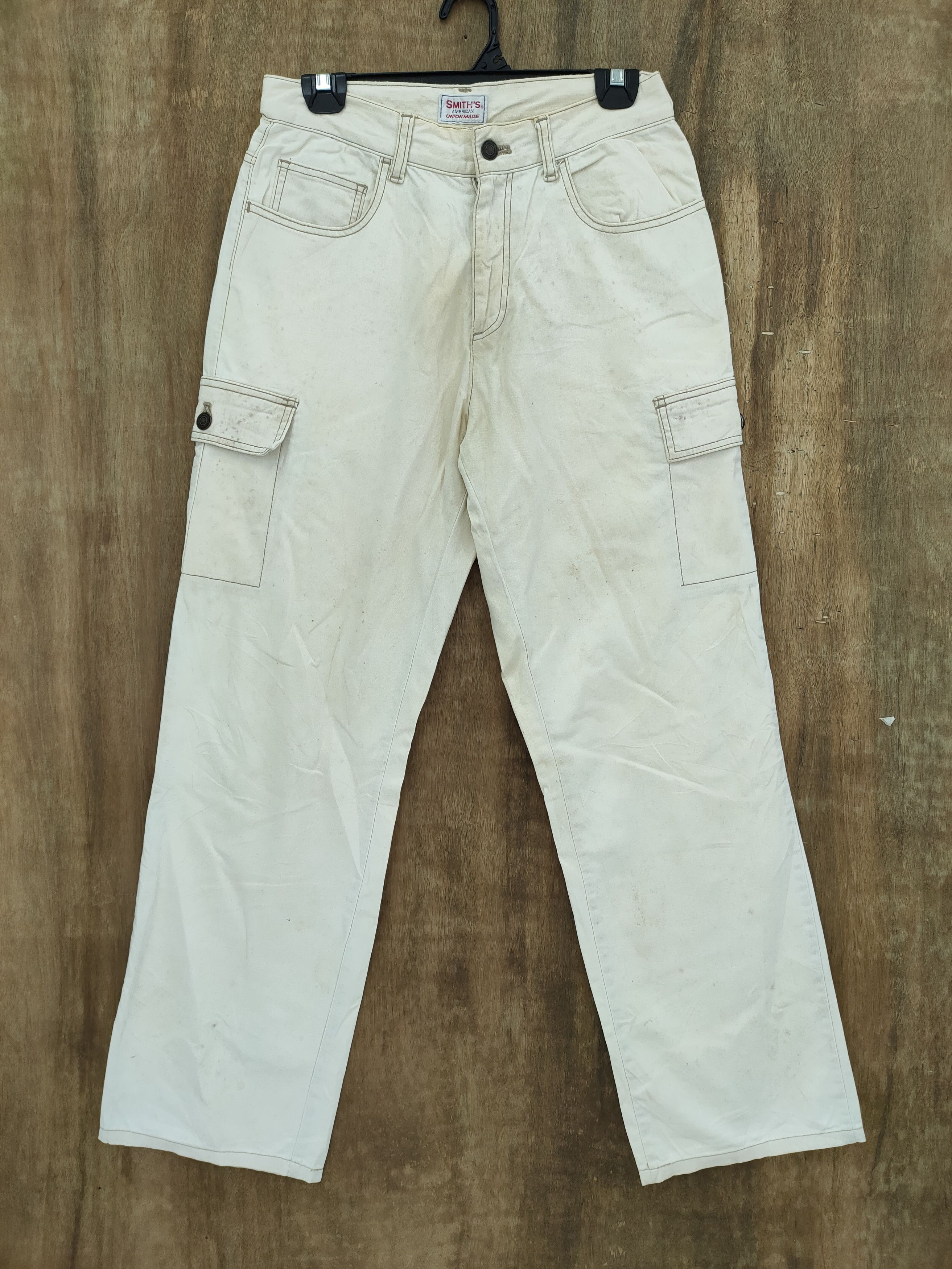 StraightFaded SMITH'S AMERICAN FADED WHITE/STAIN CARGO PANTS Size US 30 / EU 46 - 1 Thumbnail