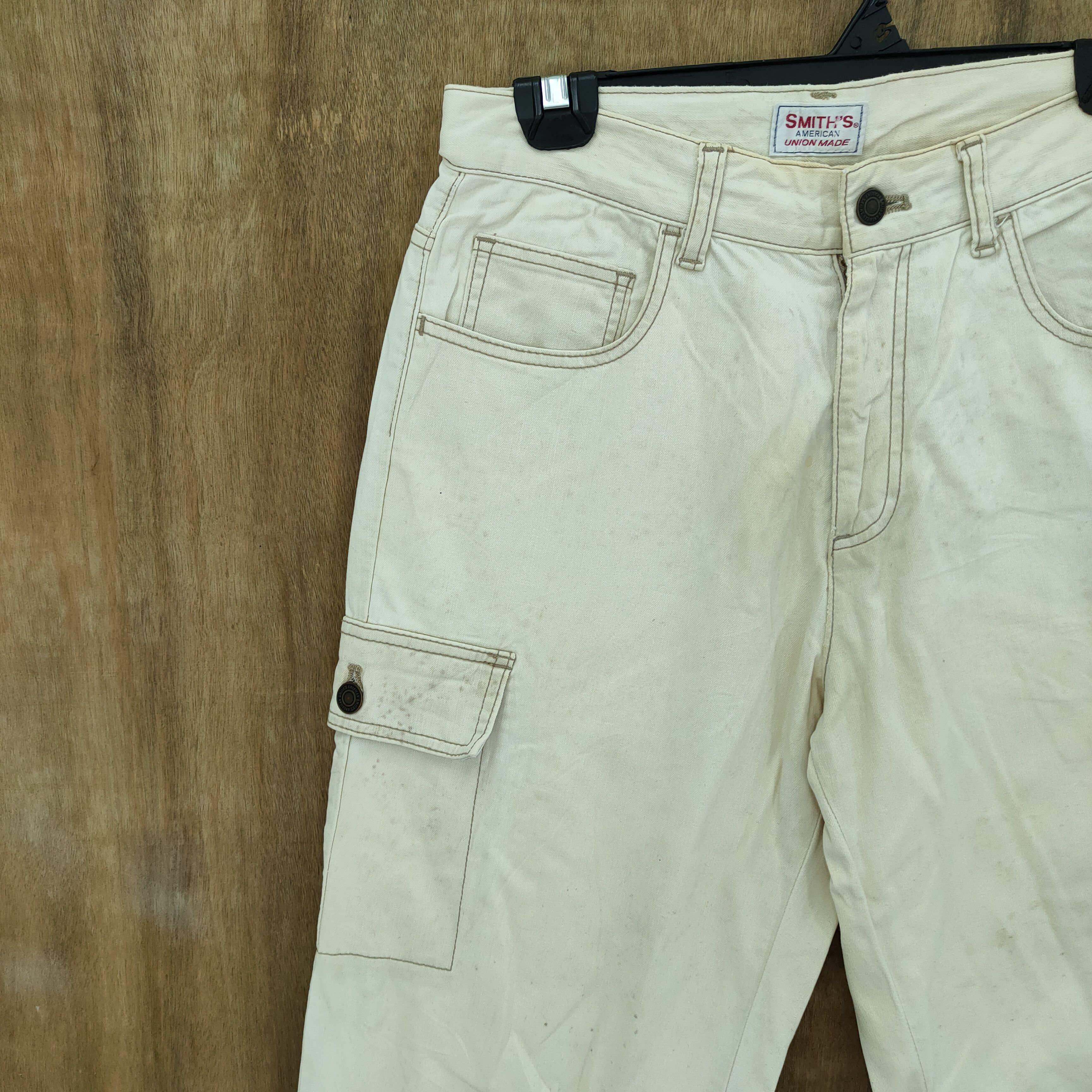 StraightFaded SMITH'S AMERICAN FADED WHITE/STAIN CARGO PANTS Size US 30 / EU 46 - 5 Thumbnail