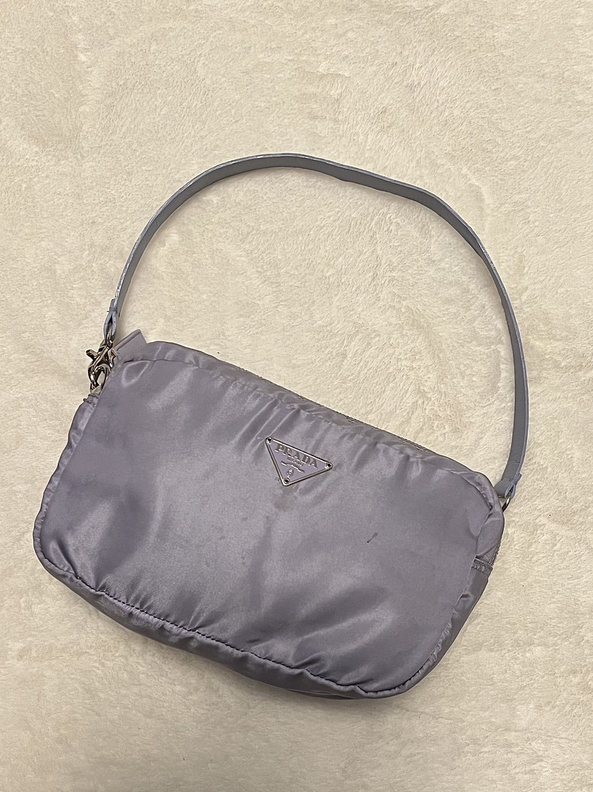 image of Lavender Prada Nylon Pochette in Lilac, Women's