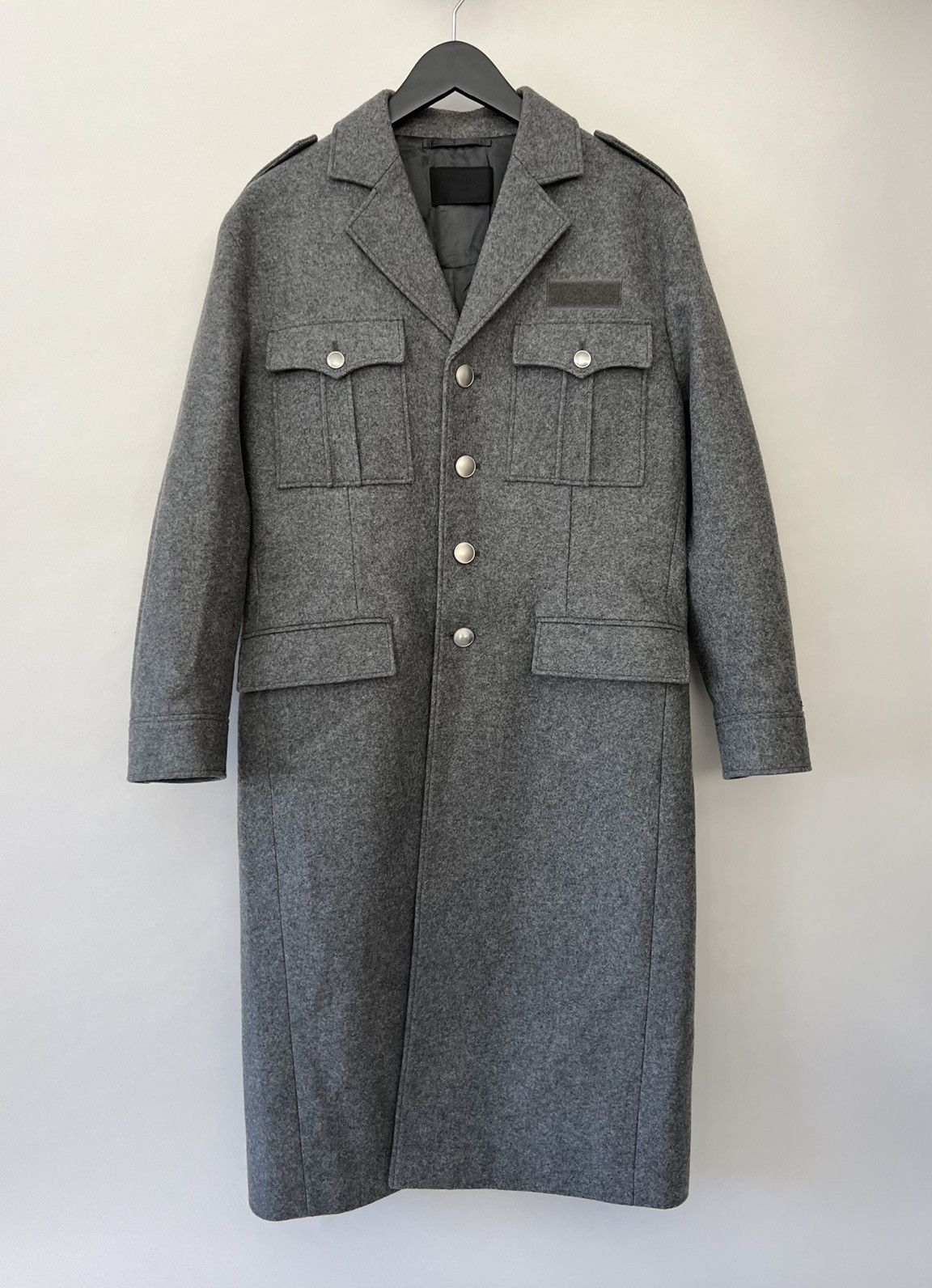 image of Prada Fw18 Frankenstein Military Coat in Grey, Men's (Size Medium)