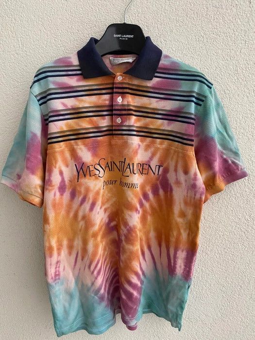 image of YVES Saint Laurent YSL Polo Tee Tie Dye YSL Shirt, Men's (Size Medium)
