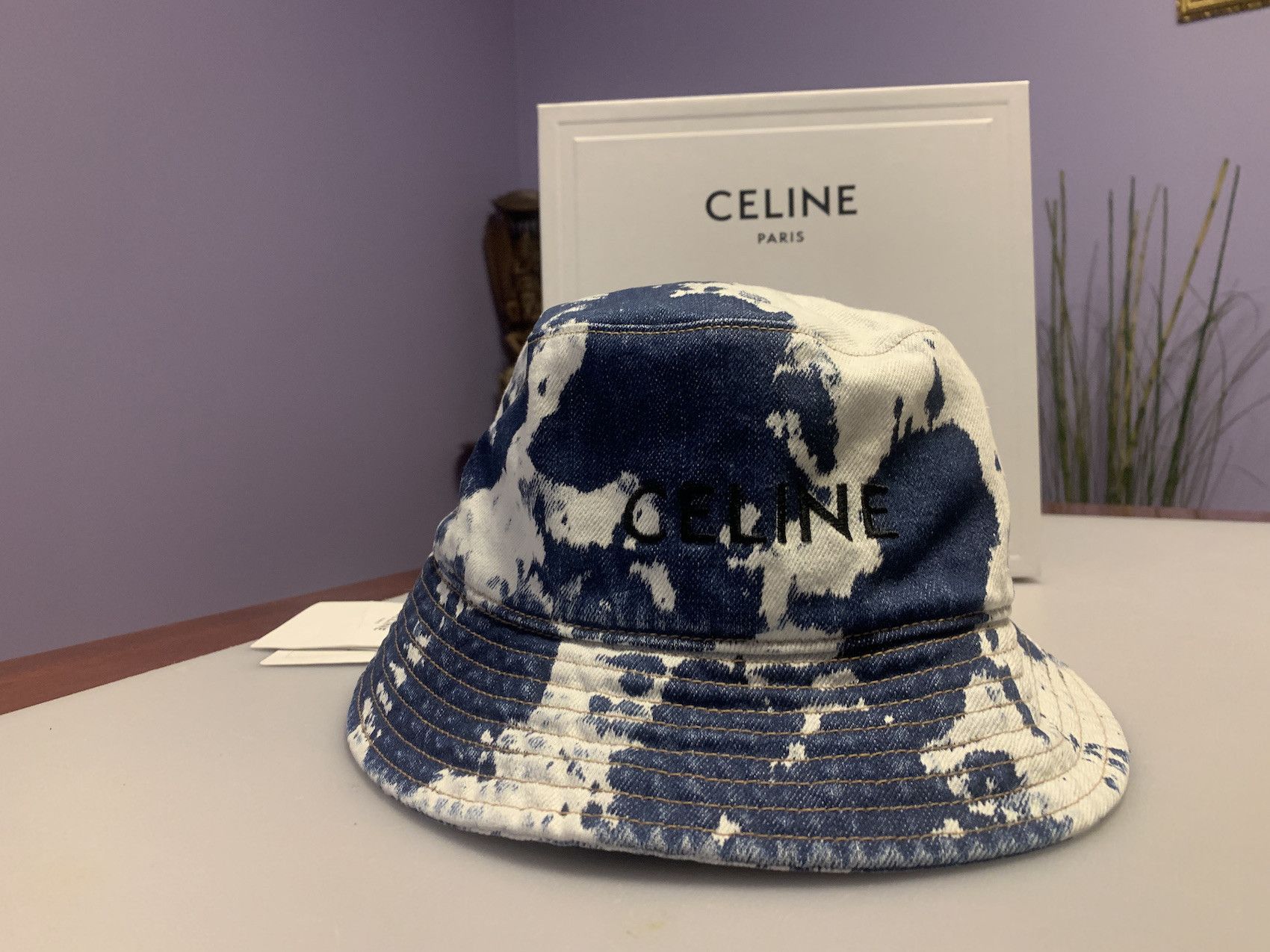Celine × Hedi Slimane FW'21 Bucket Hat Bleached Denim | Grailed