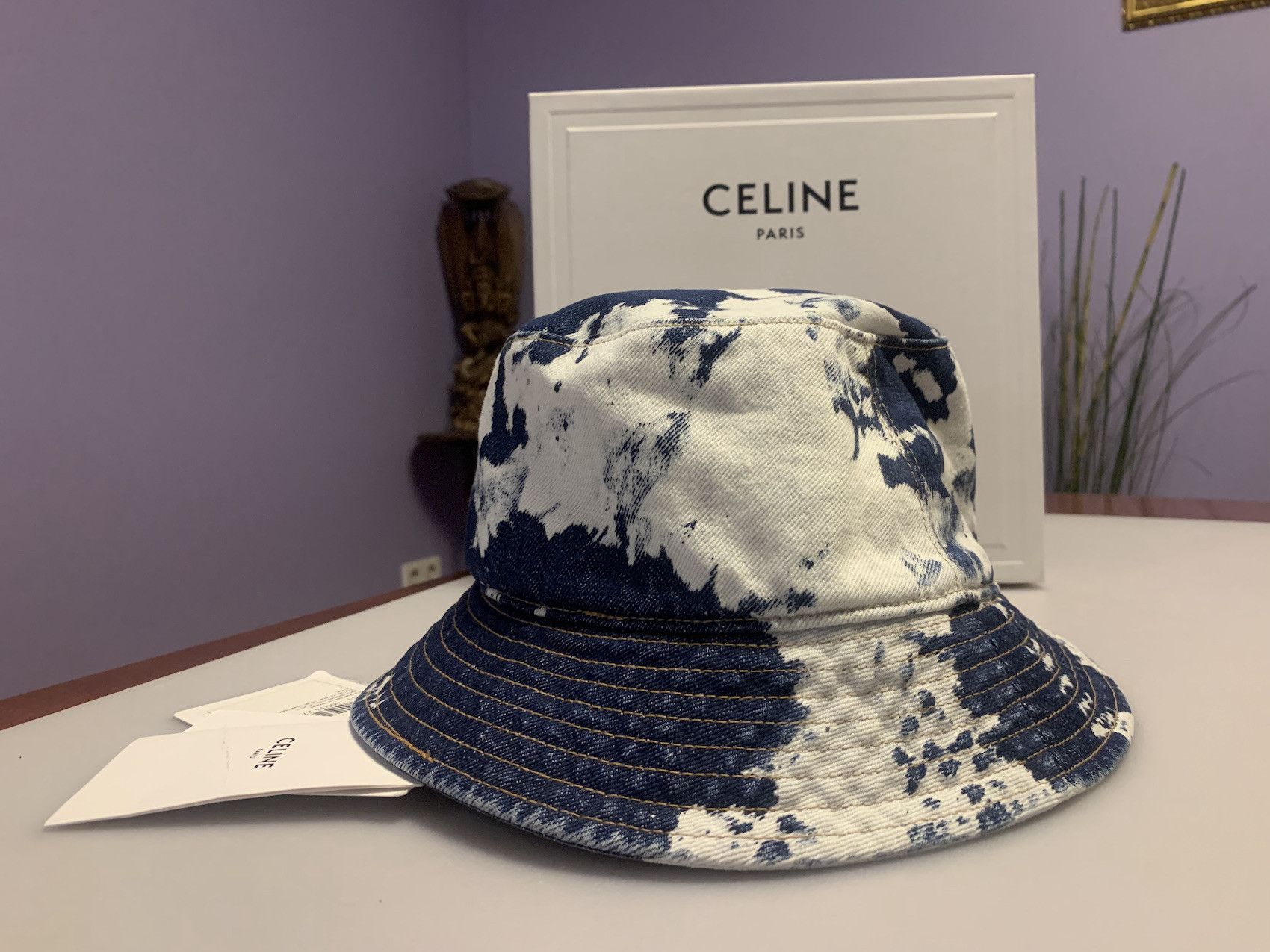 Celine × Hedi Slimane FW'21 Bucket Hat Bleached Denim Size ONE SIZE - 4 Thumbnail