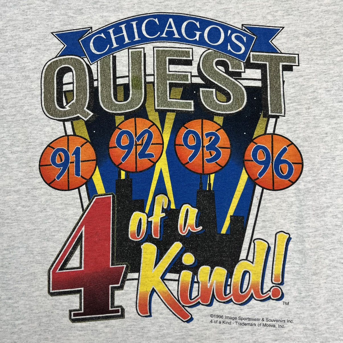 NBA 1996 Chicago Bulls T Shirt XL 4 Of A Kind Championship Tee Size US XL / EU 56 / 4 - 2 Thumbnail