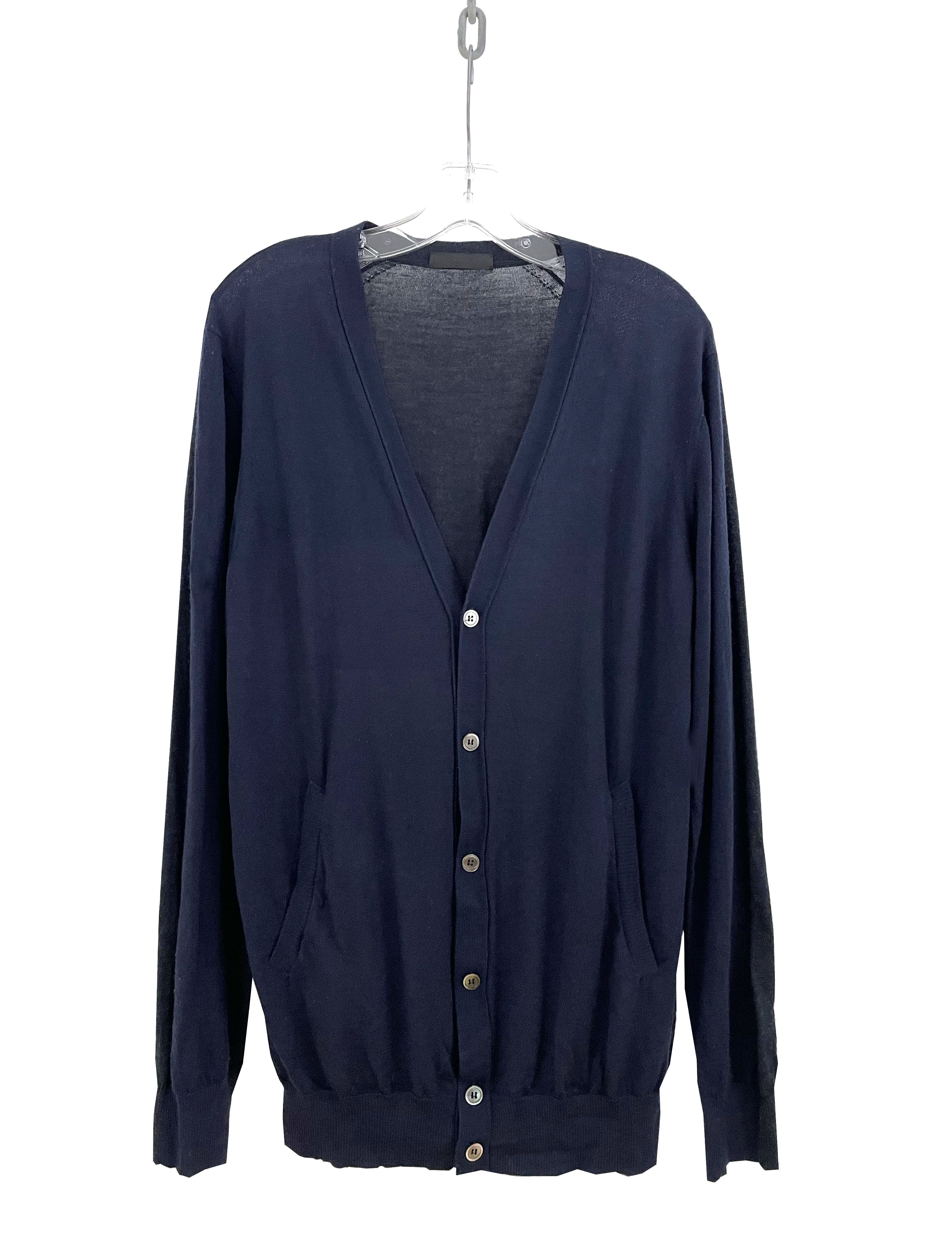 image of Undercover Aw10 Avakareta Life 2 Tone Wool Cardigan in Navy, Men's (Size XL)