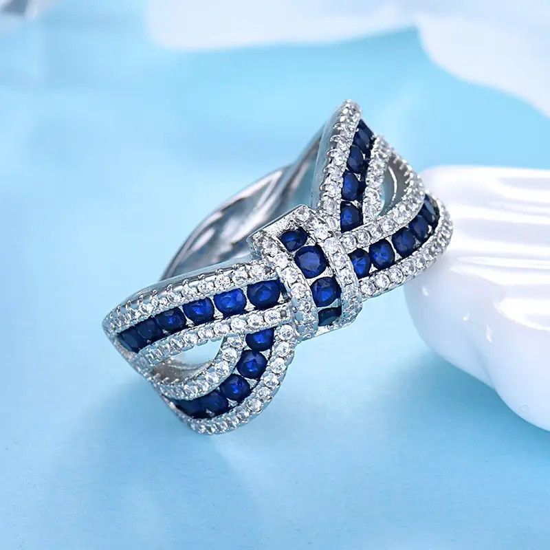 Japanese Brand × Jewelry × Vintage Bowknot Zircon Shiny Ring Size ONE SIZE - 1 Thumbnail