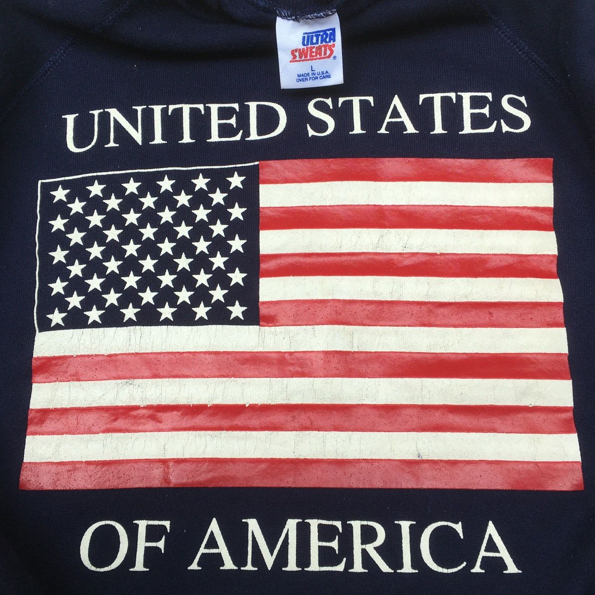 Vintage Crazy Vintage American US Flag Sweatshirt Poly-Cotton Size US L / EU 52-54 / 3 - 2 Thumbnail