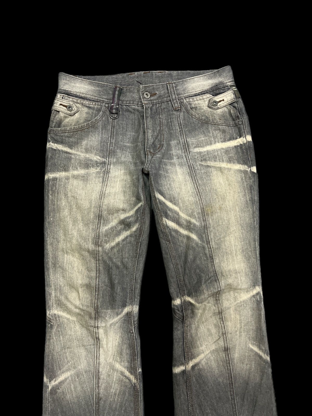 Japanese Brand FLARED💥LIMITED DESIGN NICOLE CLUB DISTRESSED DENIM PANTS Size US 32 / EU 48 - 3 Thumbnail