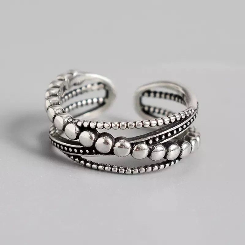 Jewelry Vintage Charm Layer Lines Ring Size ONE SIZE - 2 Thumbnail