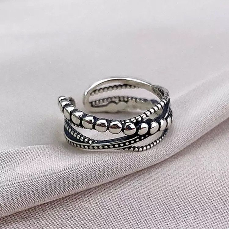 Jewelry x Vintage Charm Layer Lines Ring in Silver, Women's
