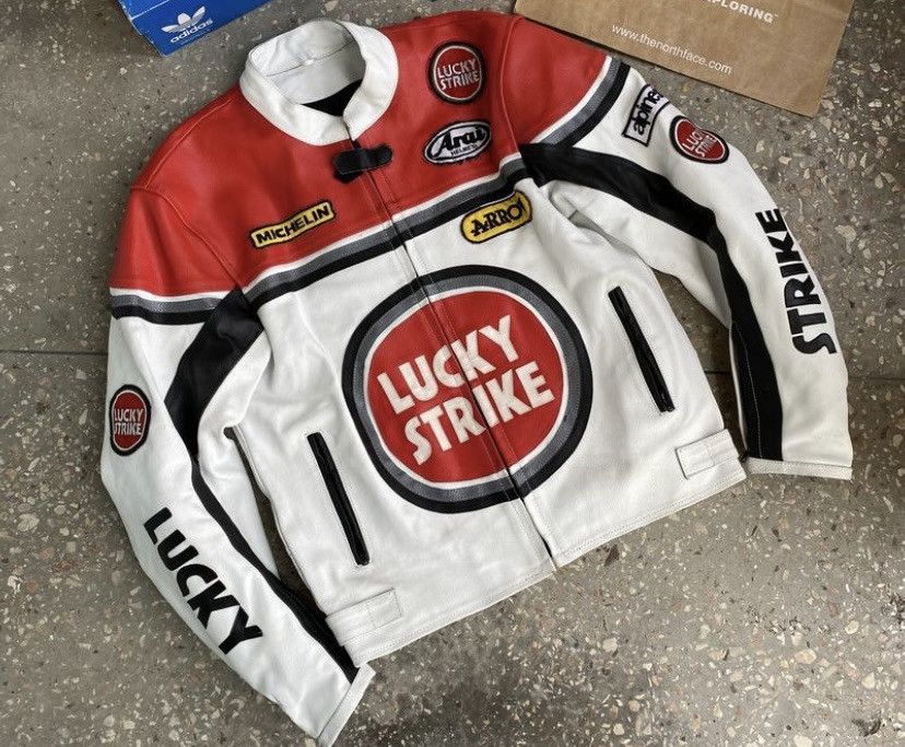 Vintage Vintage Lucky Strike Racing Moto Leather Jacket | Grailed