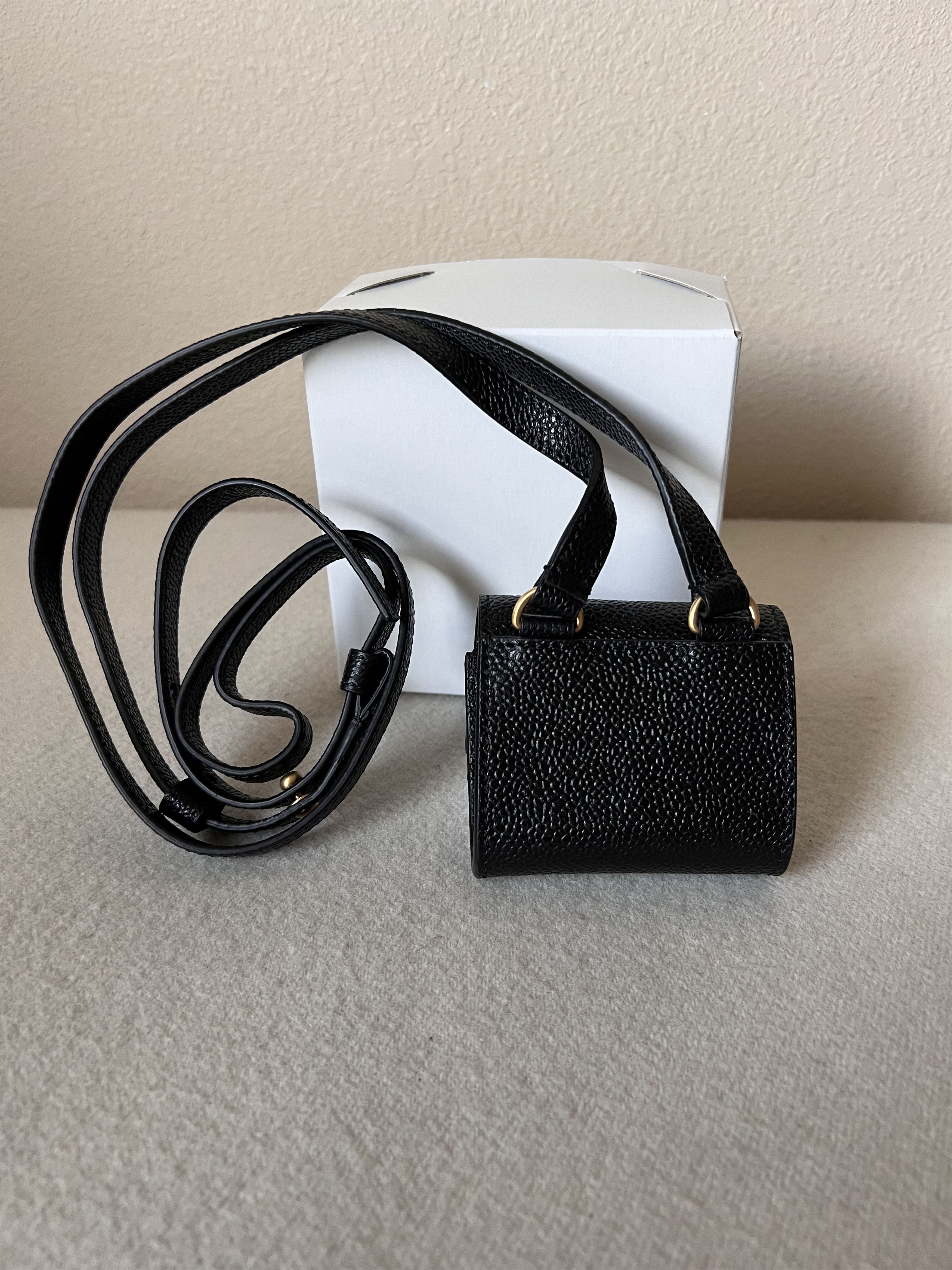 Thom Browne Thom Browne Pebble Grain Leather Mini Pouch in Black Size ONE SIZE - 3 Thumbnail