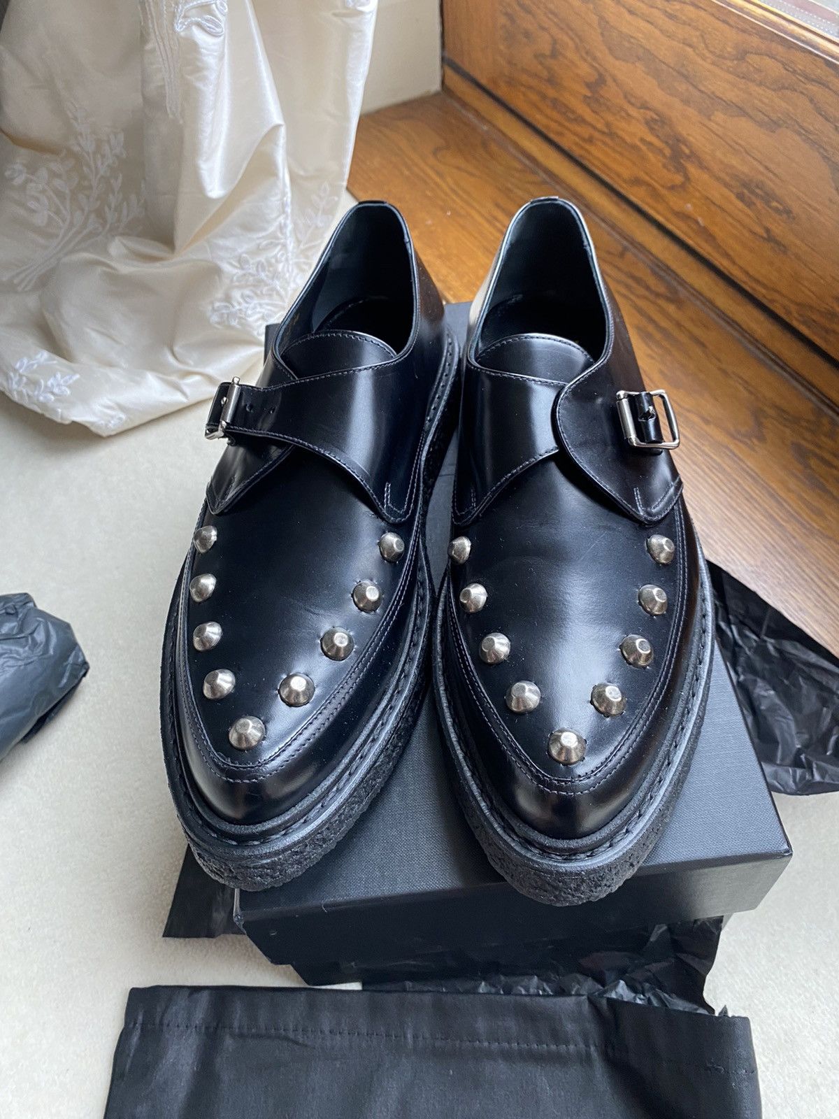 Saint Laurent Paris *Holy Grail* FW14 Saint Laurent studded creepers BNIB Hedi Size US 12 / EU 45 - 18 Thumbnail
