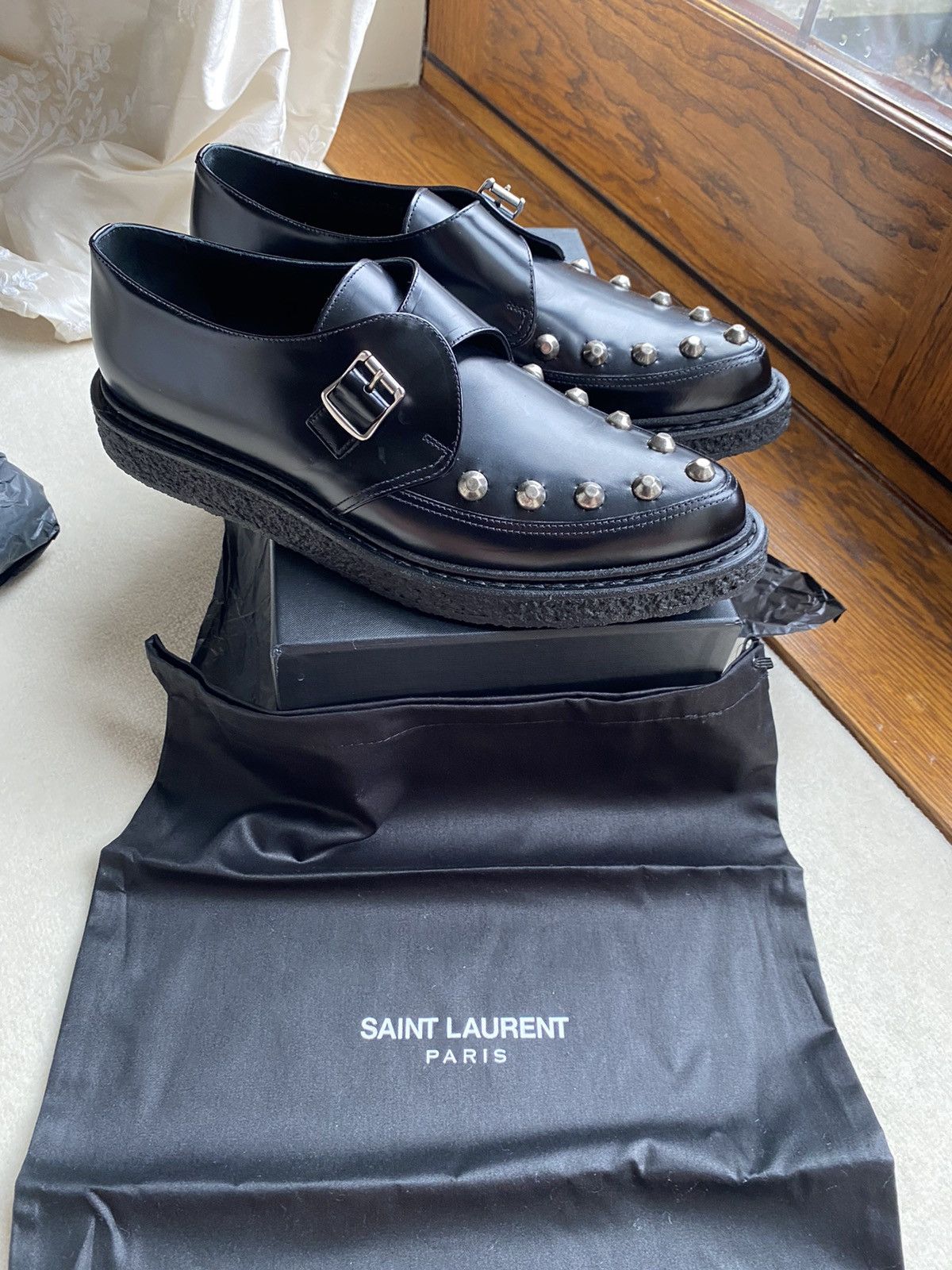 Saint Laurent Paris *Holy Grail* FW14 Saint Laurent studded creepers BNIB Hedi Size US 12 / EU 45 - 3 Thumbnail