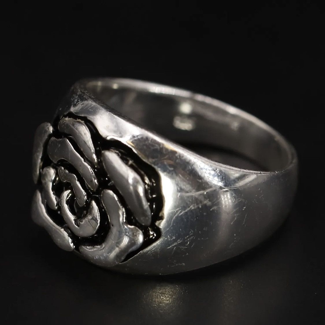 Sterling Silver × Vintage Vintage Sterling Silver Modernist Rose Flower Ring Size ONE SIZE - 3 Thumbnail