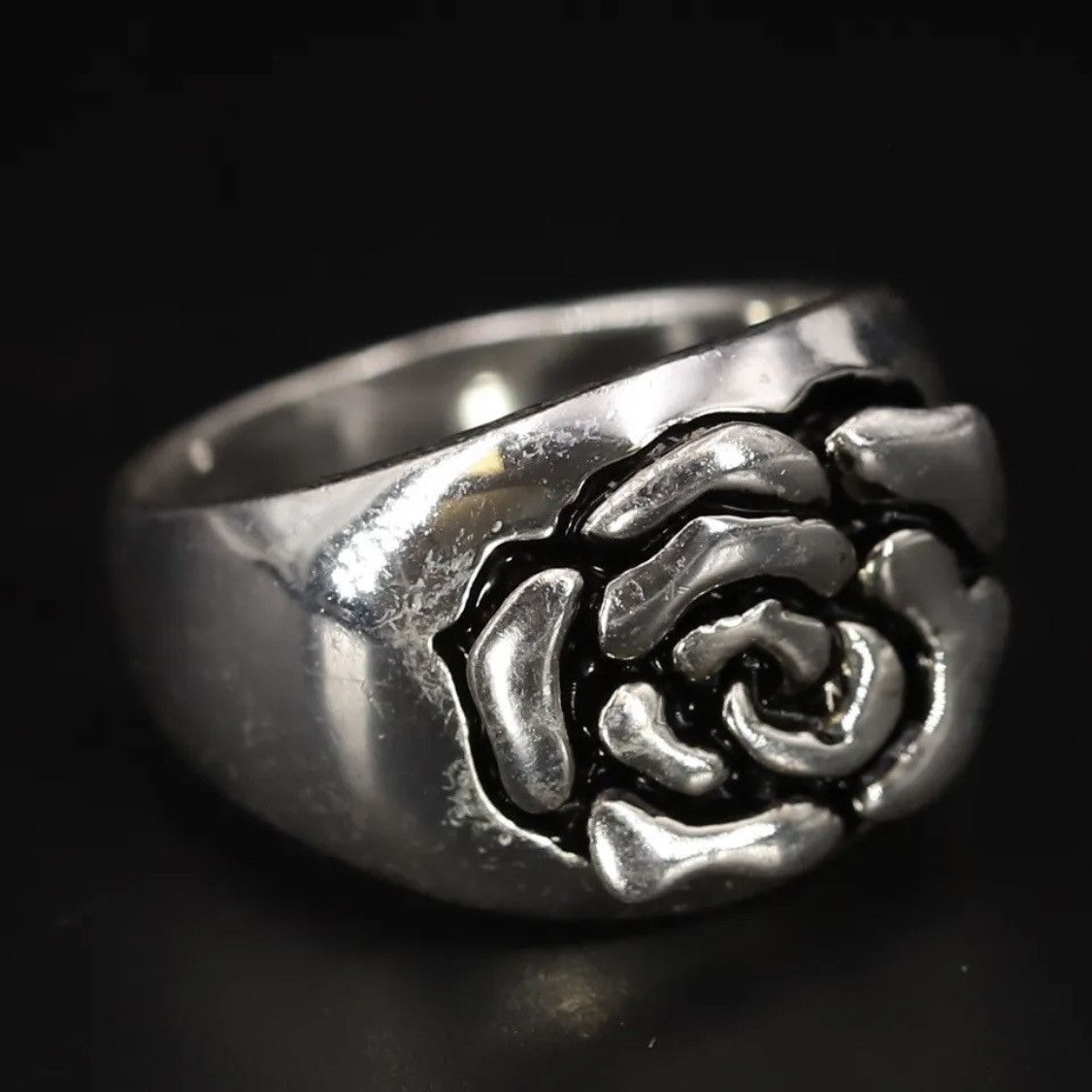 Sterling Silver × Vintage Vintage Sterling Silver Modernist Rose Flower Ring Size ONE SIZE - 1 Thumbnail