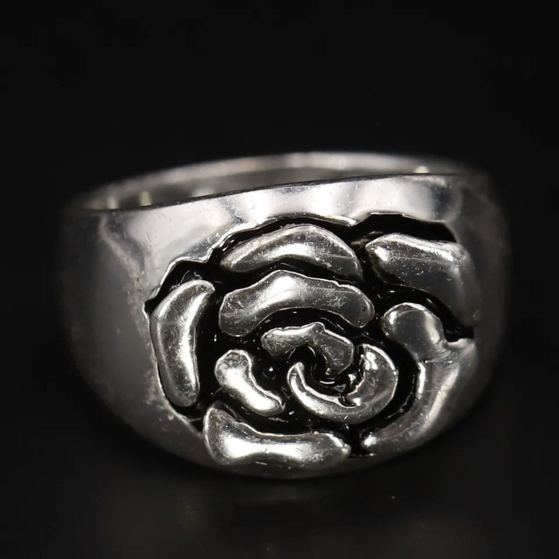 Sterling Silver × Vintage Vintage Sterling Silver Modernist Rose Flower Ring Size ONE SIZE - 2 Thumbnail