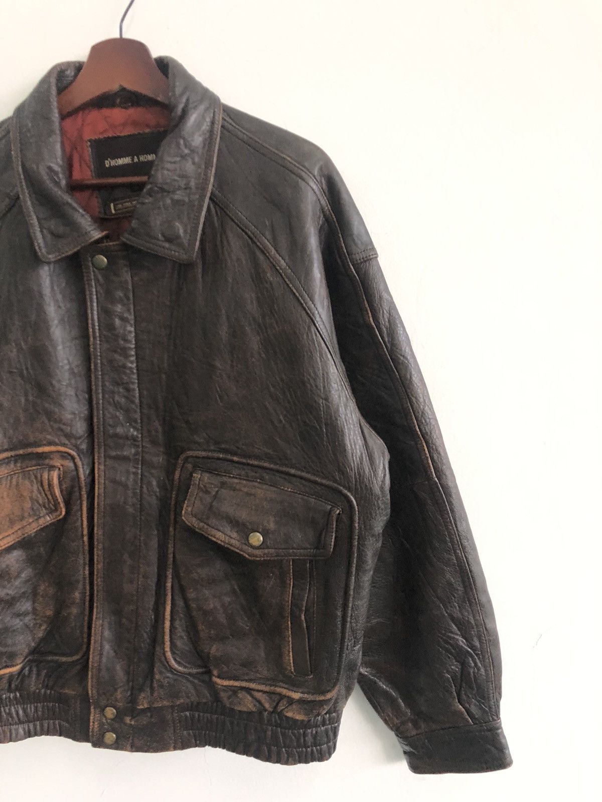 Vintage D'Homme A Homme Leather Jacket Size US L / EU 52-54 / 3 - 3 Thumbnail