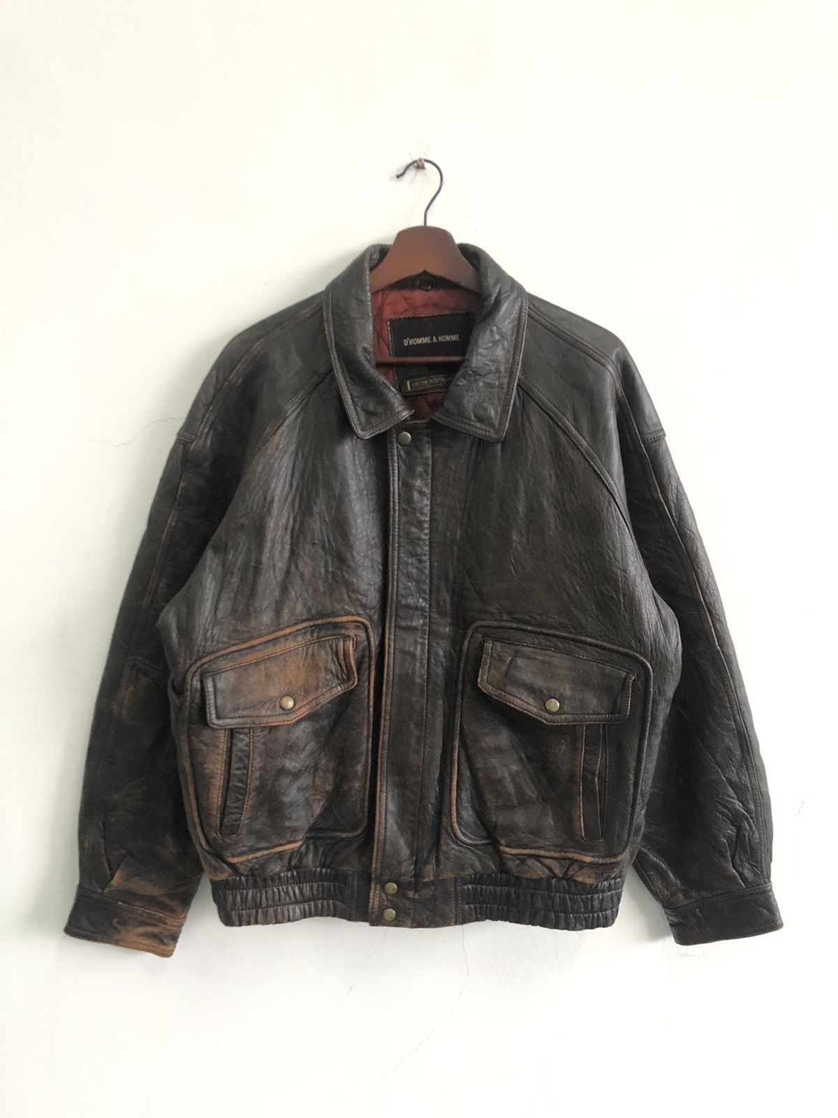 Vintage D'Homme A Homme Leather Jacket Size US L / EU 52-54 / 3 - 1 Thumbnail