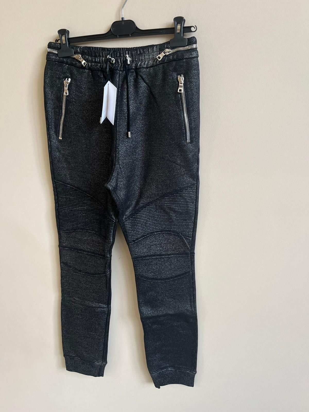 Balmain Metallic Dark Grey Biker Sweats in Dark Grey Size US 32 / EU 48 - 13 Thumbnail